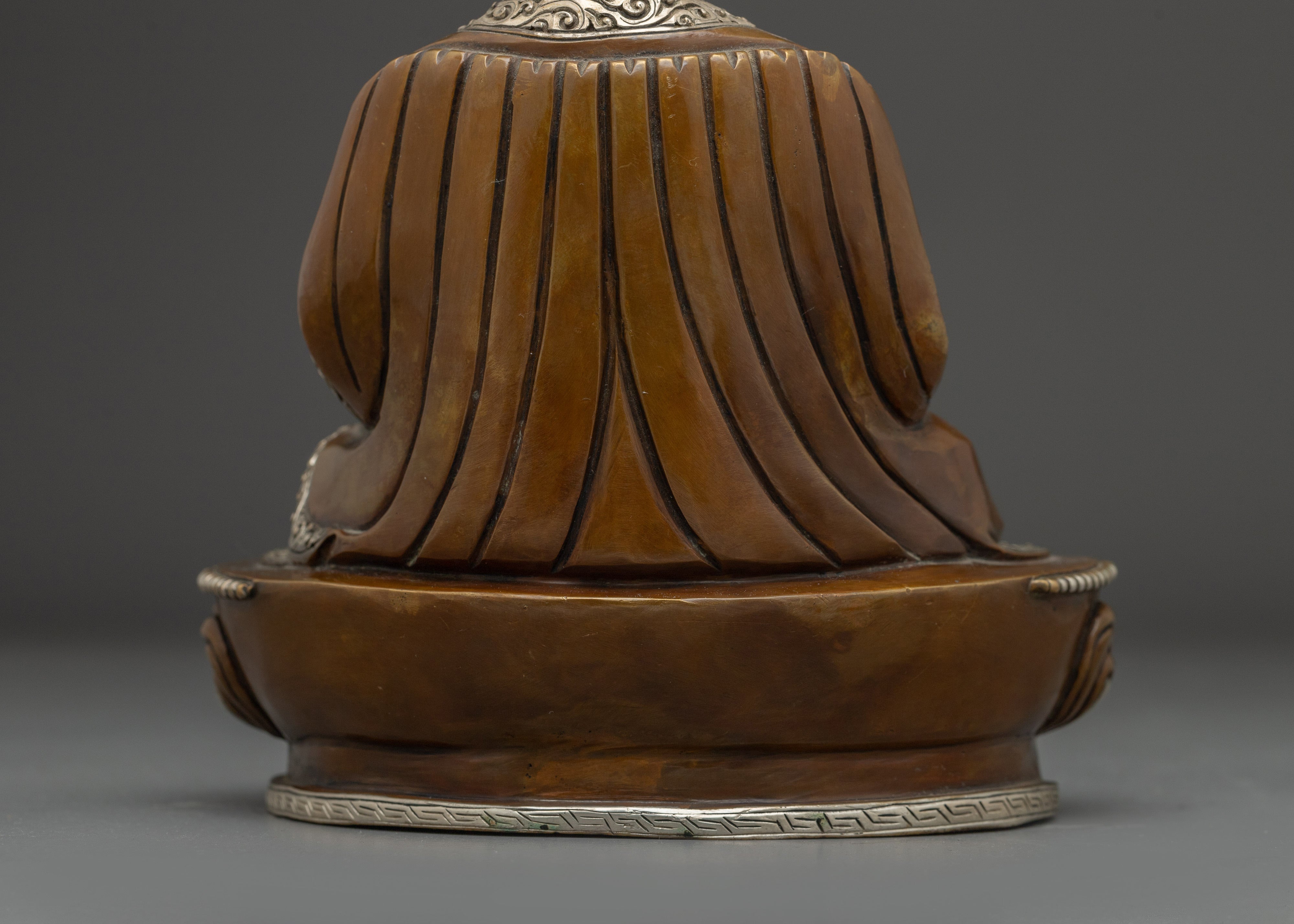 Oxidized Copper Guru Shapdum Statue | Tibetan Buddhist Master Figure for Sacred Space