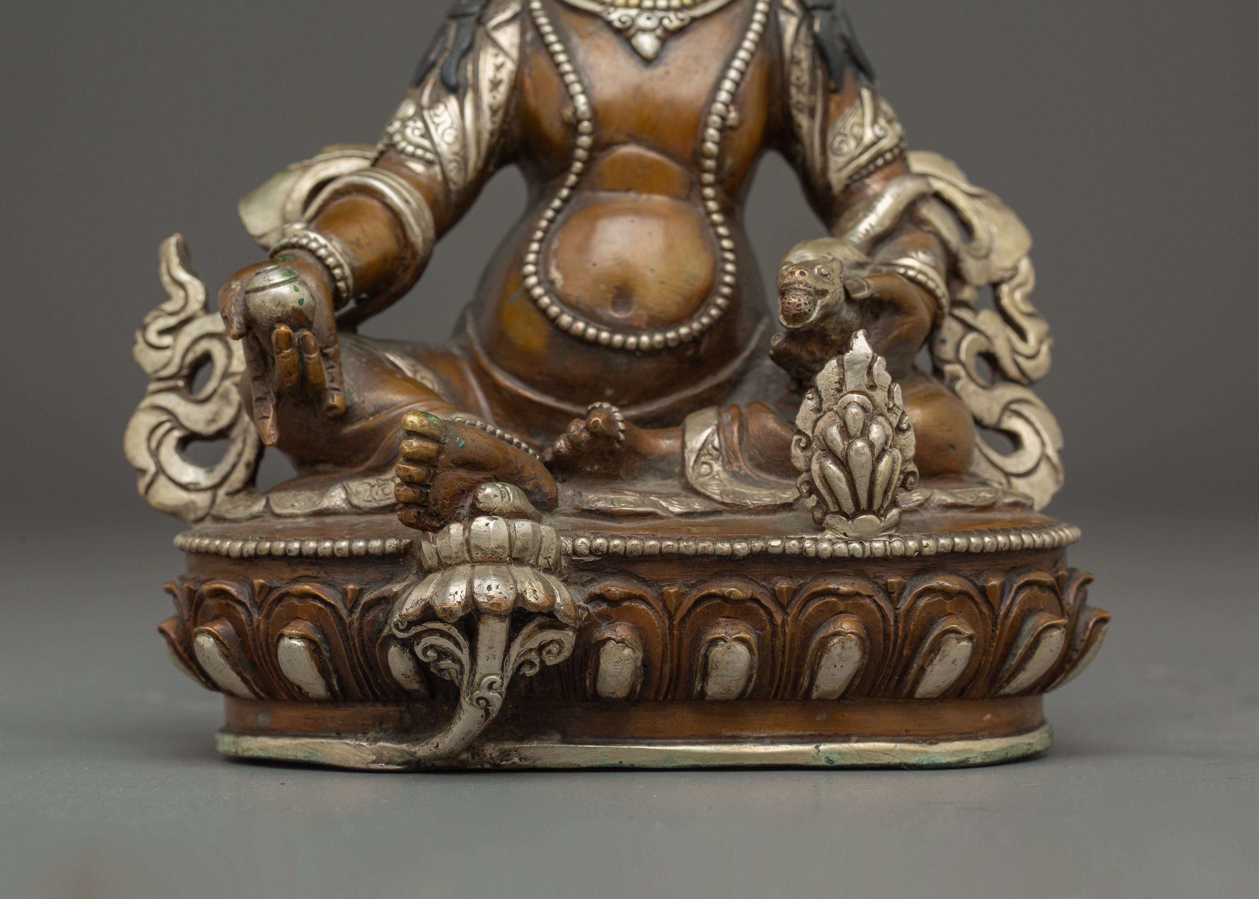 Handmade Copper Statue of Dzambhala | Buddhist Abundance Icon
