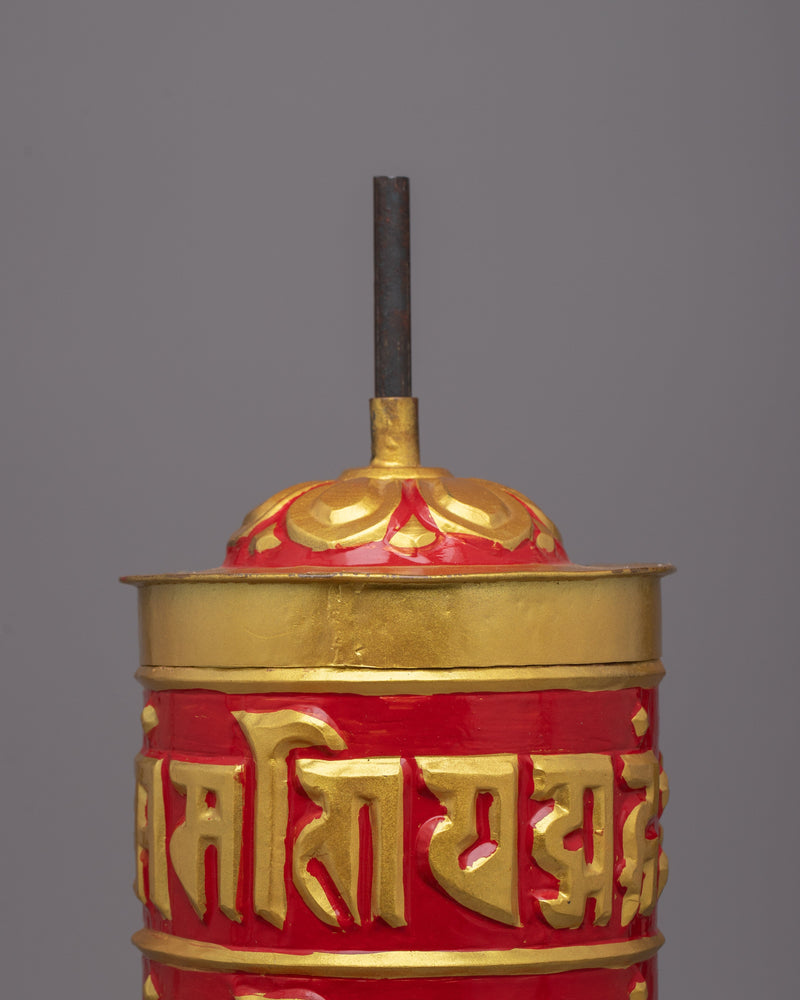 Traditional Prayer Wheel |  Handcrafted Spiritual Tool for Rituals