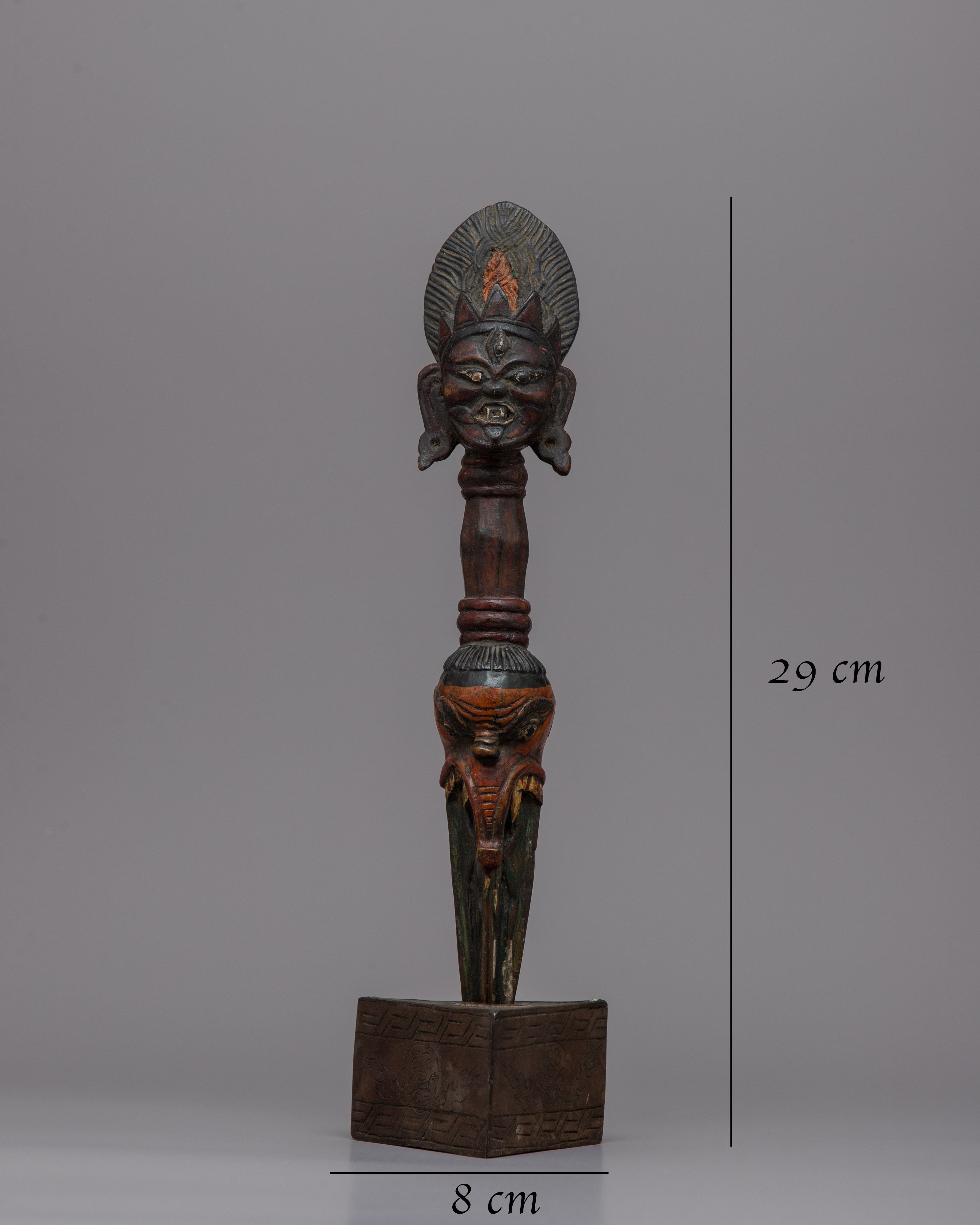 Buddhist Wooden Phurba Dagger | Handcrafted Spiritual Dagger for Meditation and Rituals