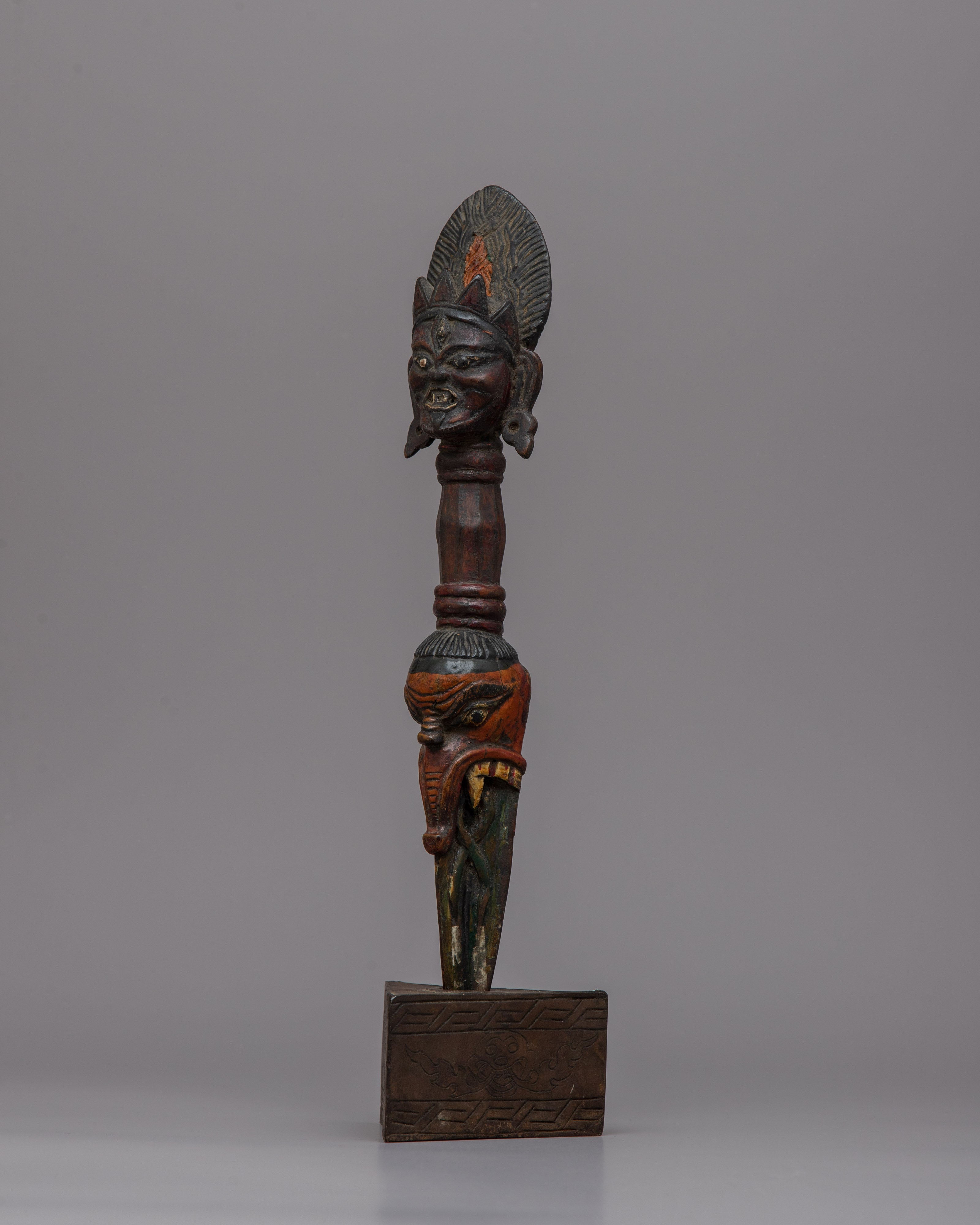 Buddhist Wooden Phurba Dagger | Handcrafted Spiritual Dagger for Meditation and Rituals