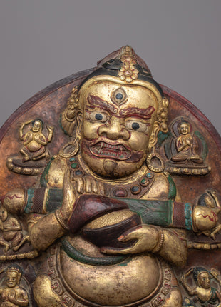 God of Time Mahakala Wall Hanging | Tibetan Buddhist Wall Art of Fierce Protector Mahakala