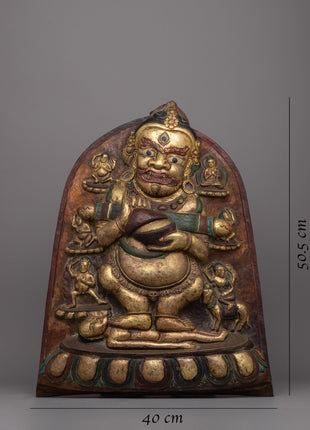 God of Time Mahakala Wall Hanging | Tibetan Buddhist Wall Art of Fierce Protector Mahakala