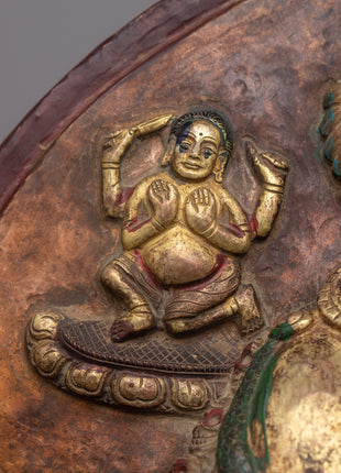 God of Time Mahakala Wall Hanging | Tibetan Buddhist Wall Art of Fierce Protector Mahakala