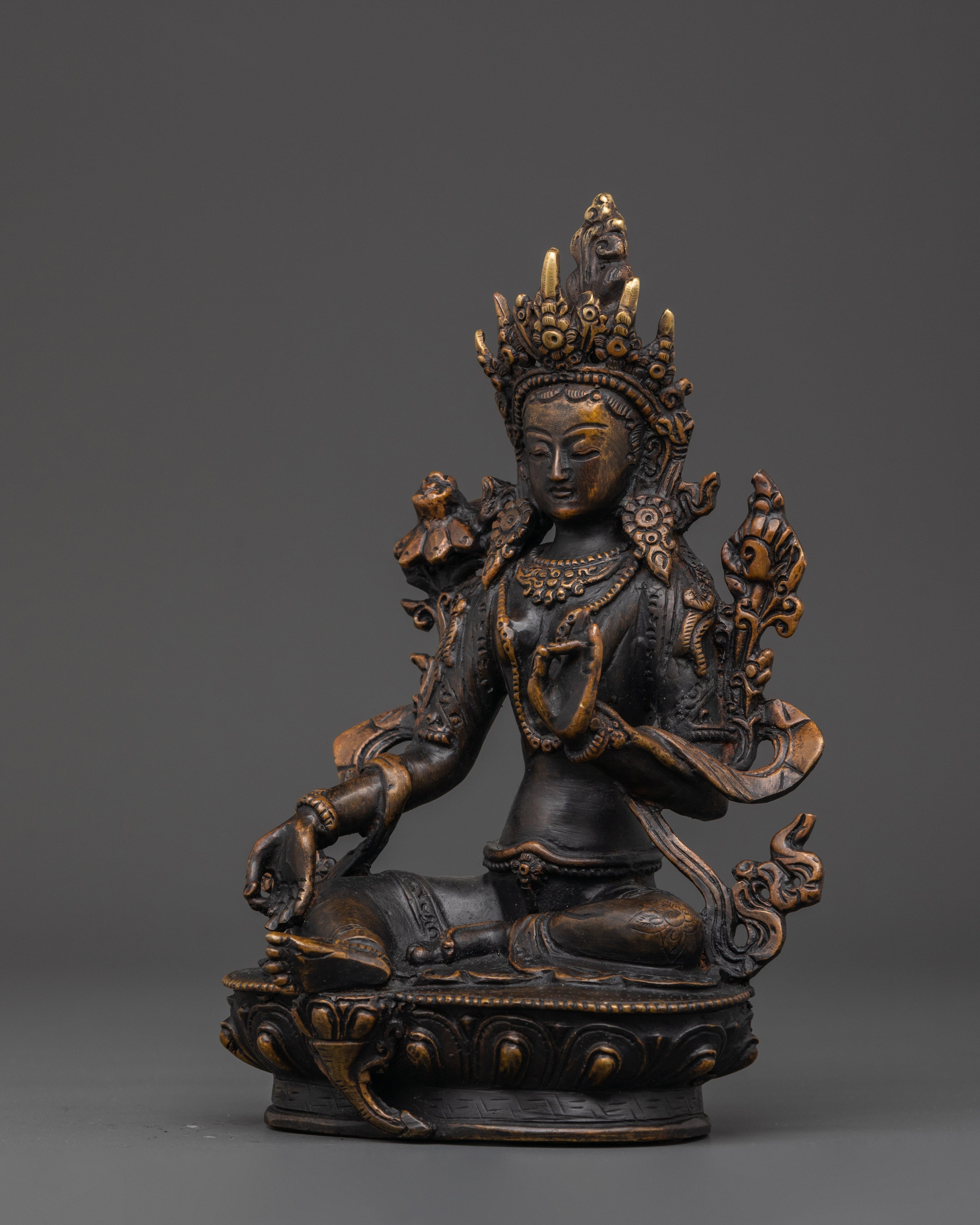 Antique Finishing Green Tara Statue | Mother of Liberation