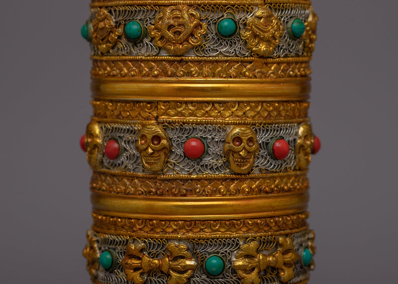 Traditional Tibetan Rice Pot  | Gold-Plated Ritual Vessel for Sacred Spaces