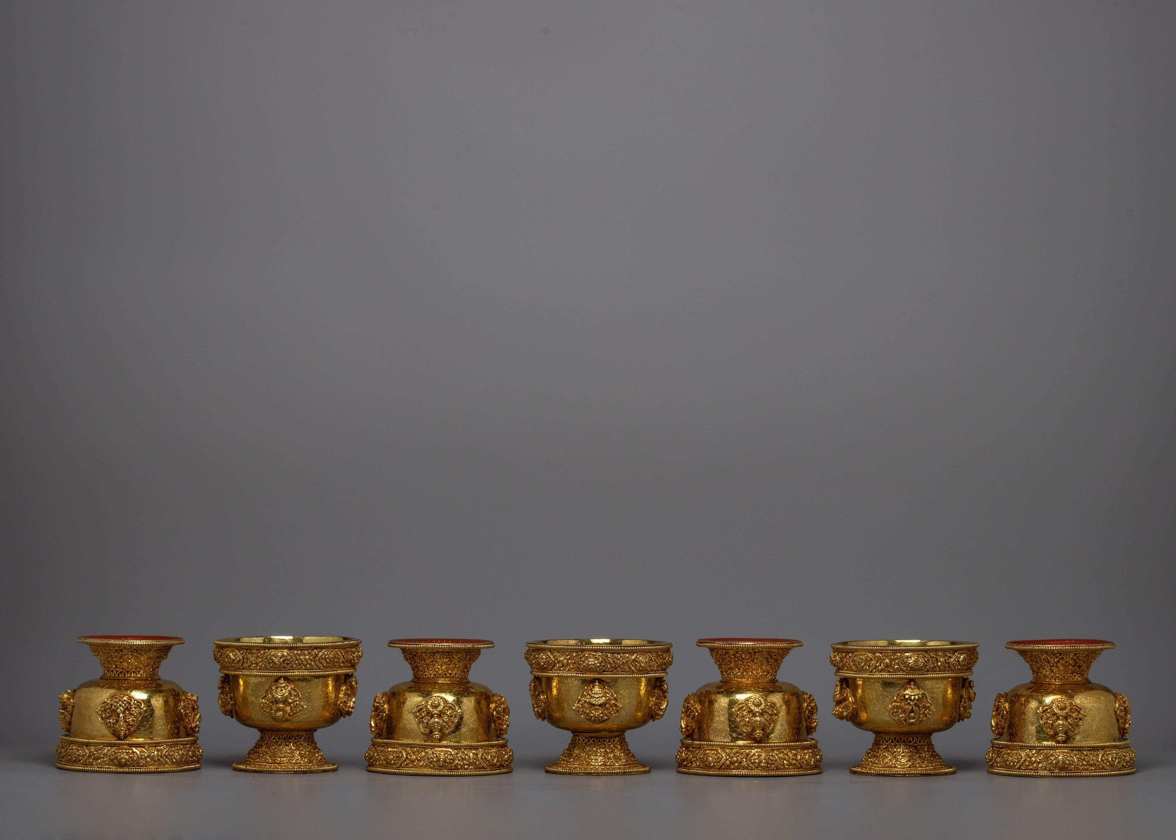 Copper Offering Bowl Set | Handcrafted Ritual Vessels for Buddhist Spiritual Offerings
