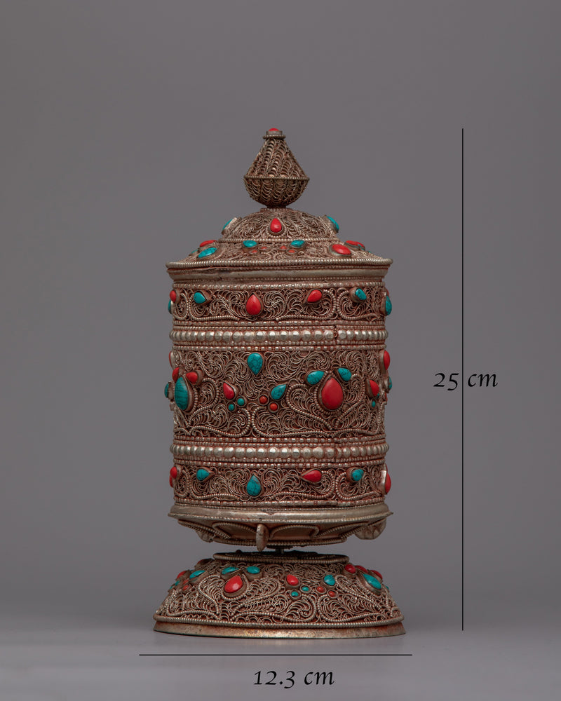 Elegant Prayer Wheel | Handcrafted for Peace and Meditation