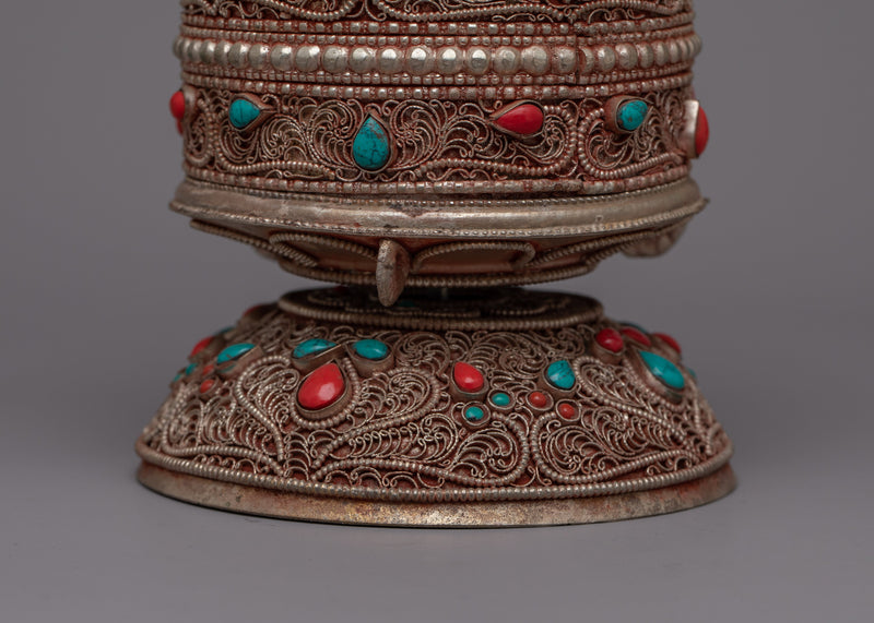 Elegant Prayer Wheel | Handcrafted for Peace and Meditation