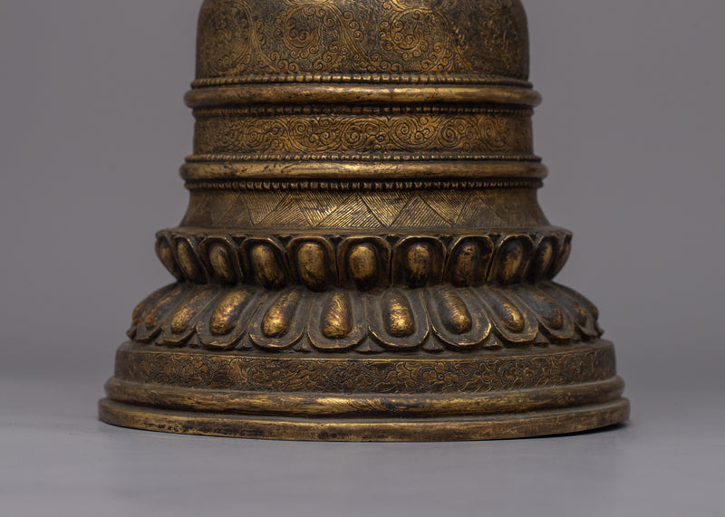 Traditional Copper Tibetan Stupa |  Handcrafted Sacred Symbol for Peaceful Decor