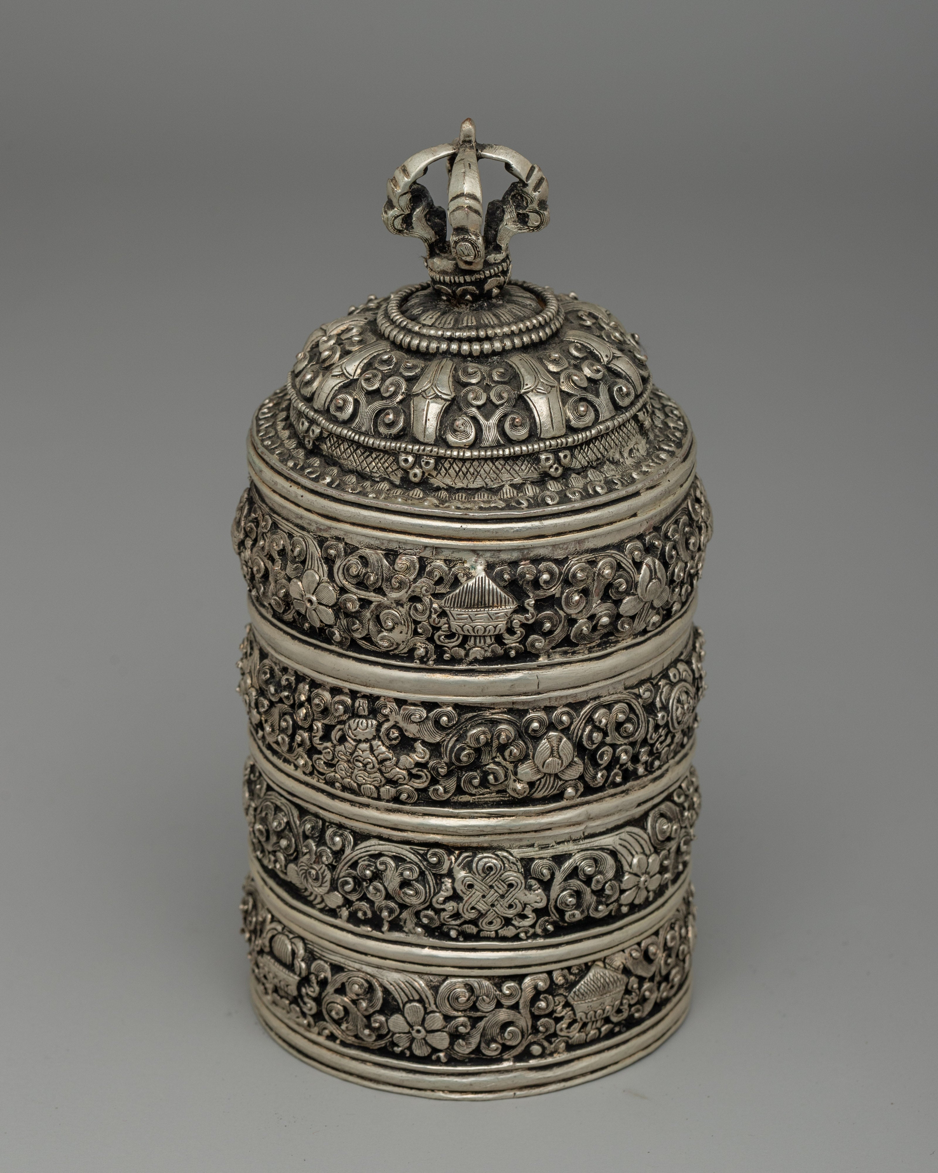 Silver-Plated Rice Carry Pot  | Symbol of Prosperity & Abundance