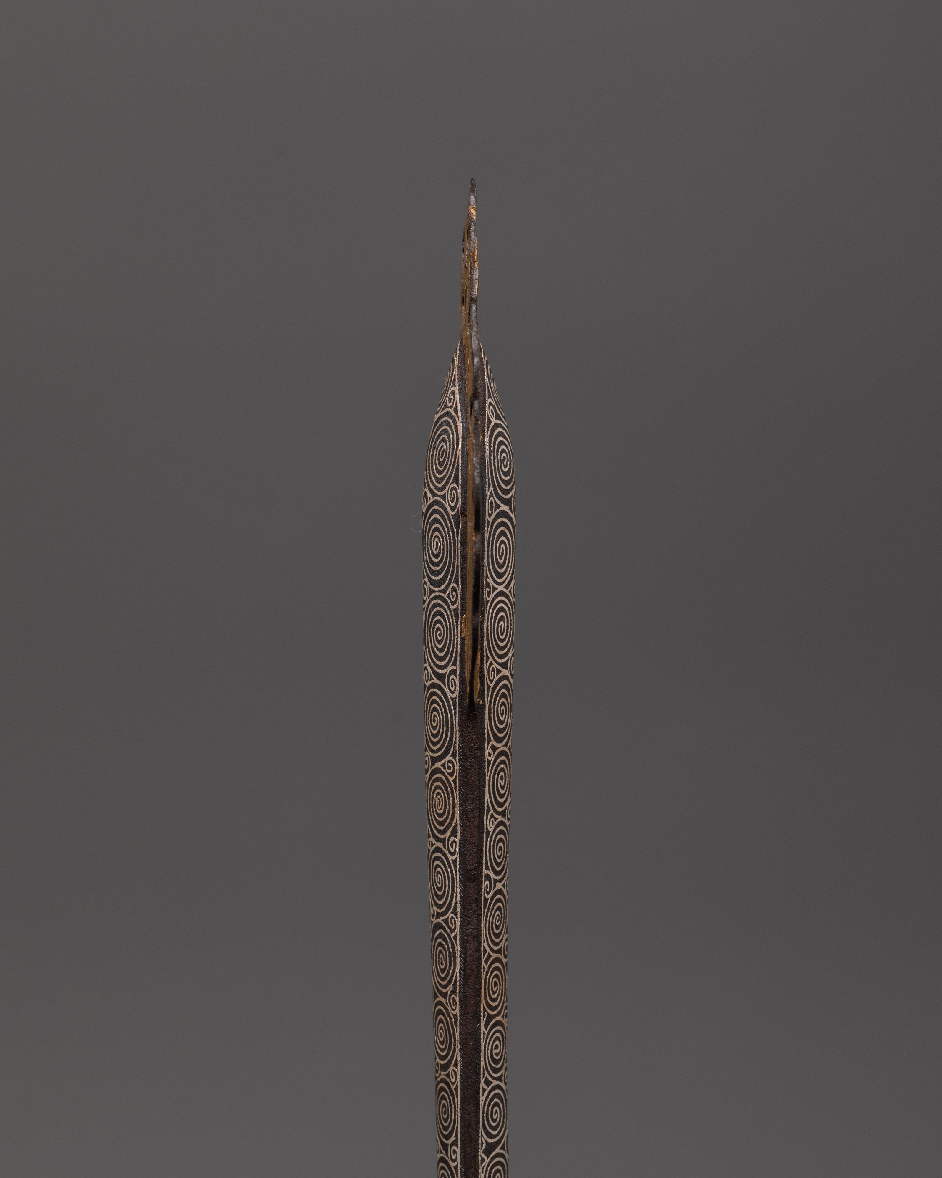 Silver-Plated Ritual Dagger with Stand | Handcrafted Tibetan Sword