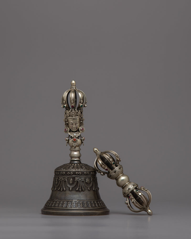 Vajra Dorje and Bell Set | Buddhist Ritual Tools Reflecting Traditional Tibetan Craftsmanship