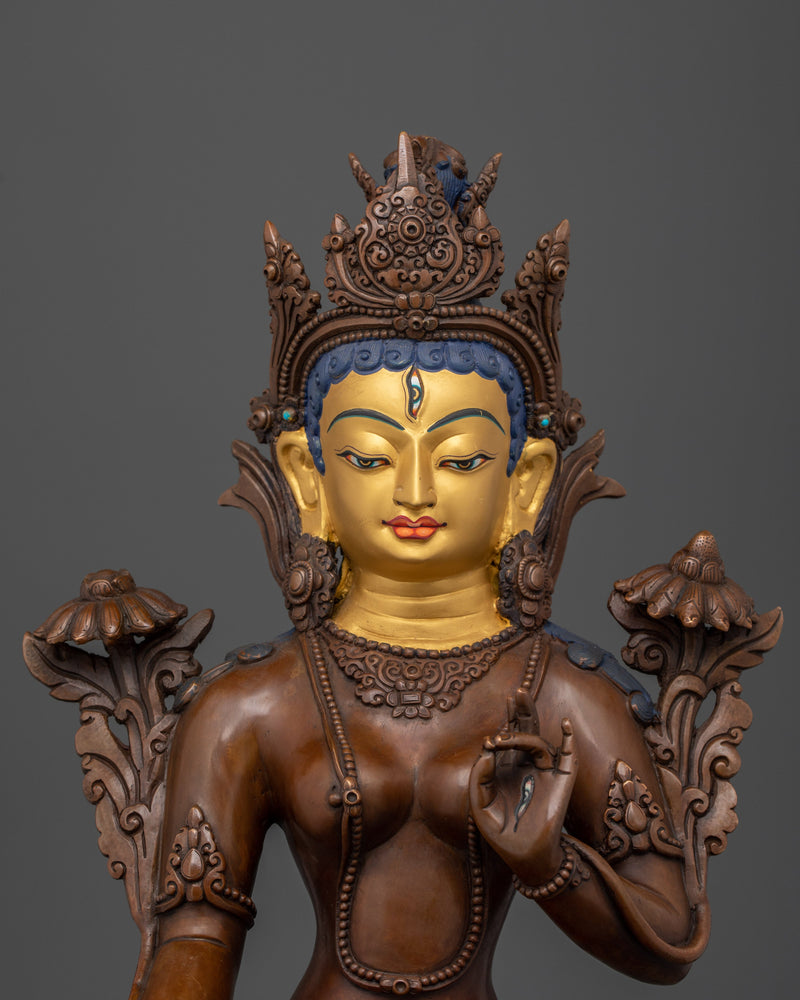 White Tara Goddess Statue | Female Buddha Sculpture for Divine Compassion and Healing