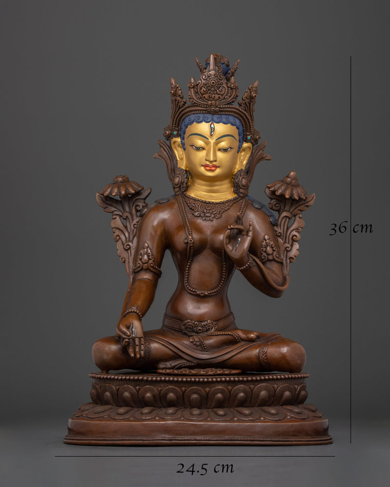 White Tara Goddess Statue | Female Buddha Sculpture for Divine Compassion and Healing