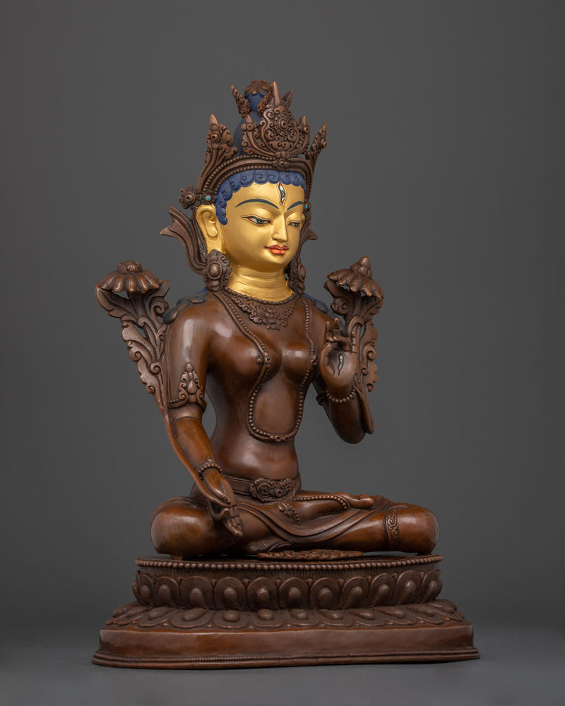 White Tara Goddess Statue | Female Buddha Sculpture for Divine Compassion and Healing