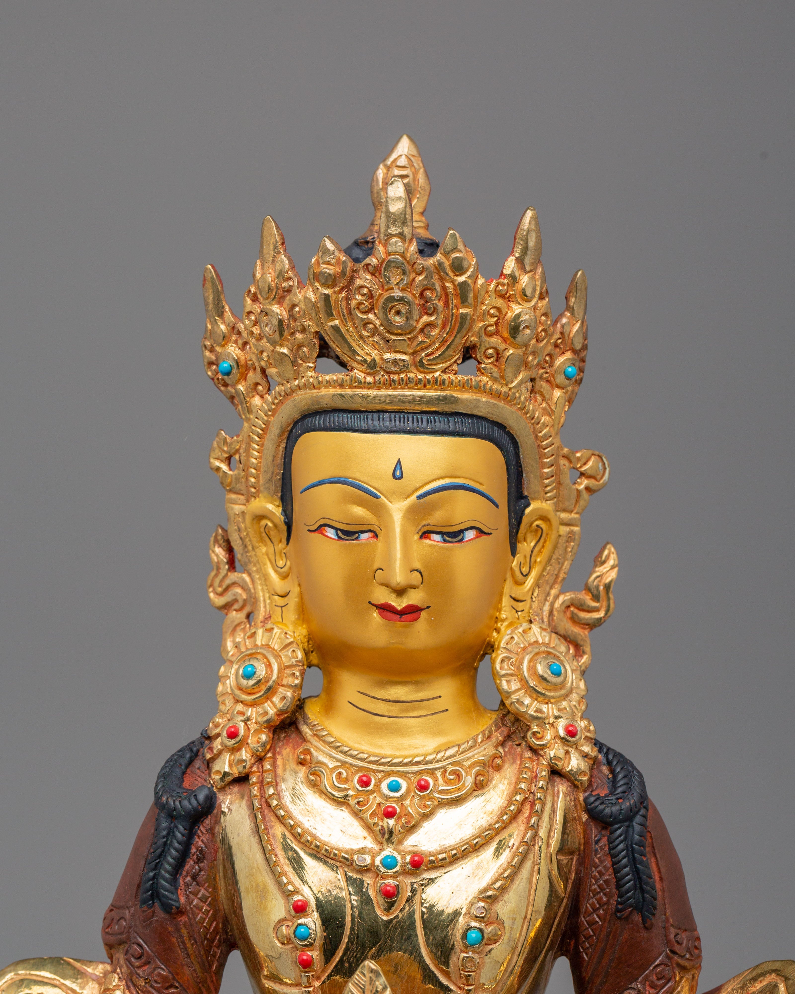 Tibetan Handmade Sculpture of Amitayus | Buddha of Infinite Life
