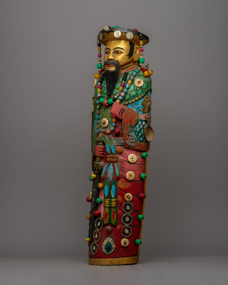 Wooden Pair Statues of Chinese Emperor and Empress | Traditional Chinese Figurines