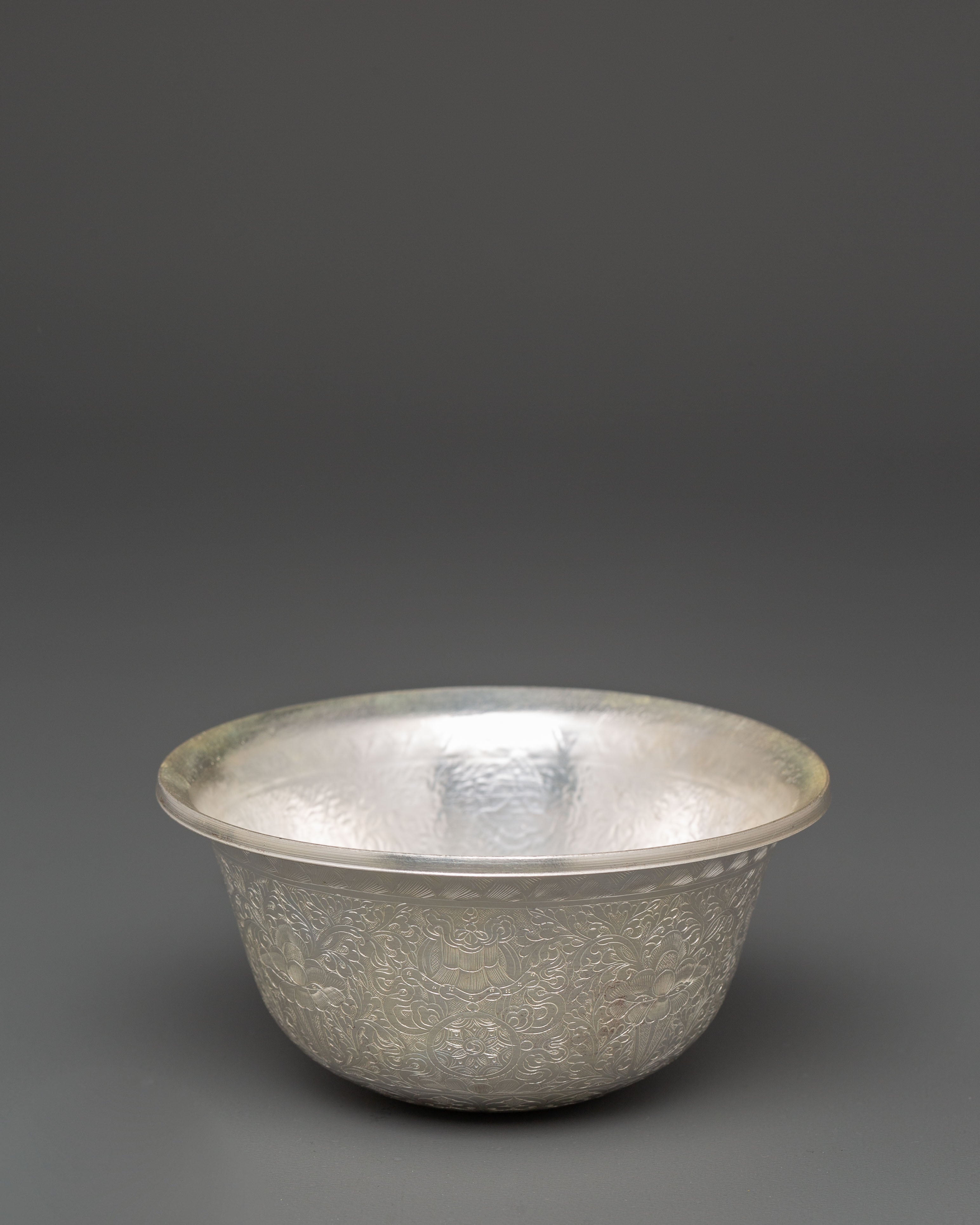 Copper Ritual Offering Bowl Set | Silver Plated Buddhist Altar Bowl