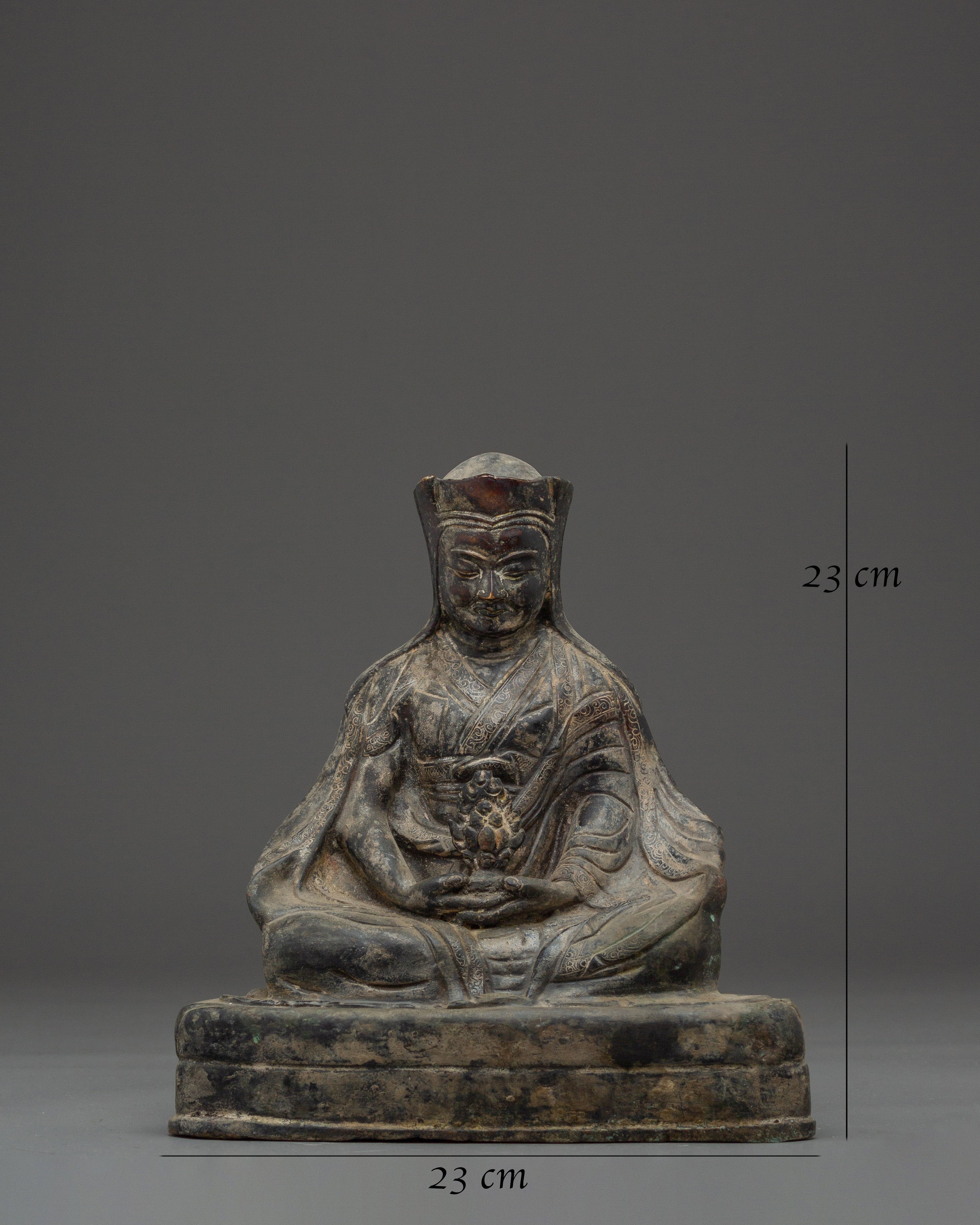 Gampopa Antique Finished Copper Statue | Dakpo Lhaje Tibetan Buddhist Master