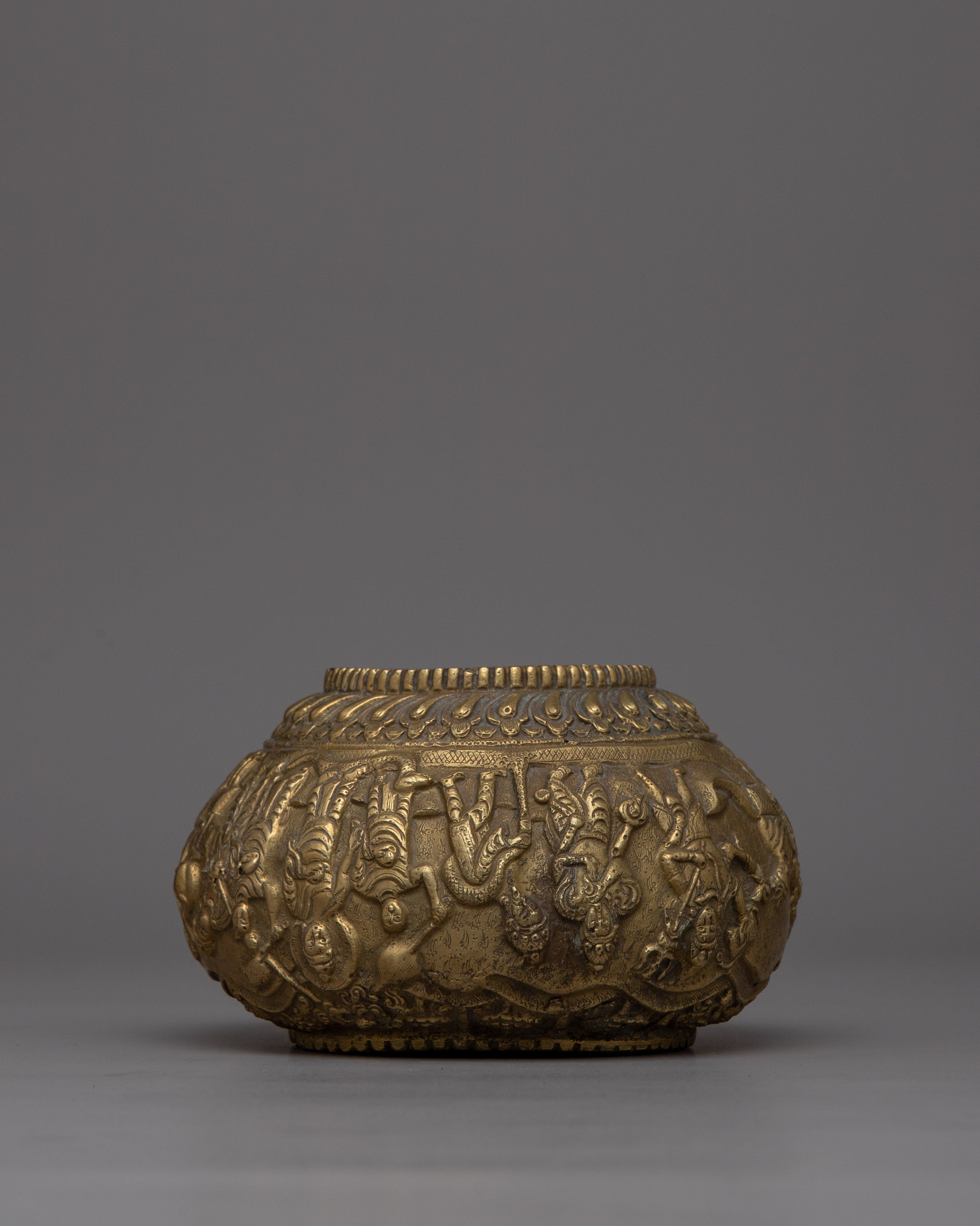Buddhist Brass Offering Bowl Rice Pot | Enhance Your Spiritual Space with Sacred Symbolism