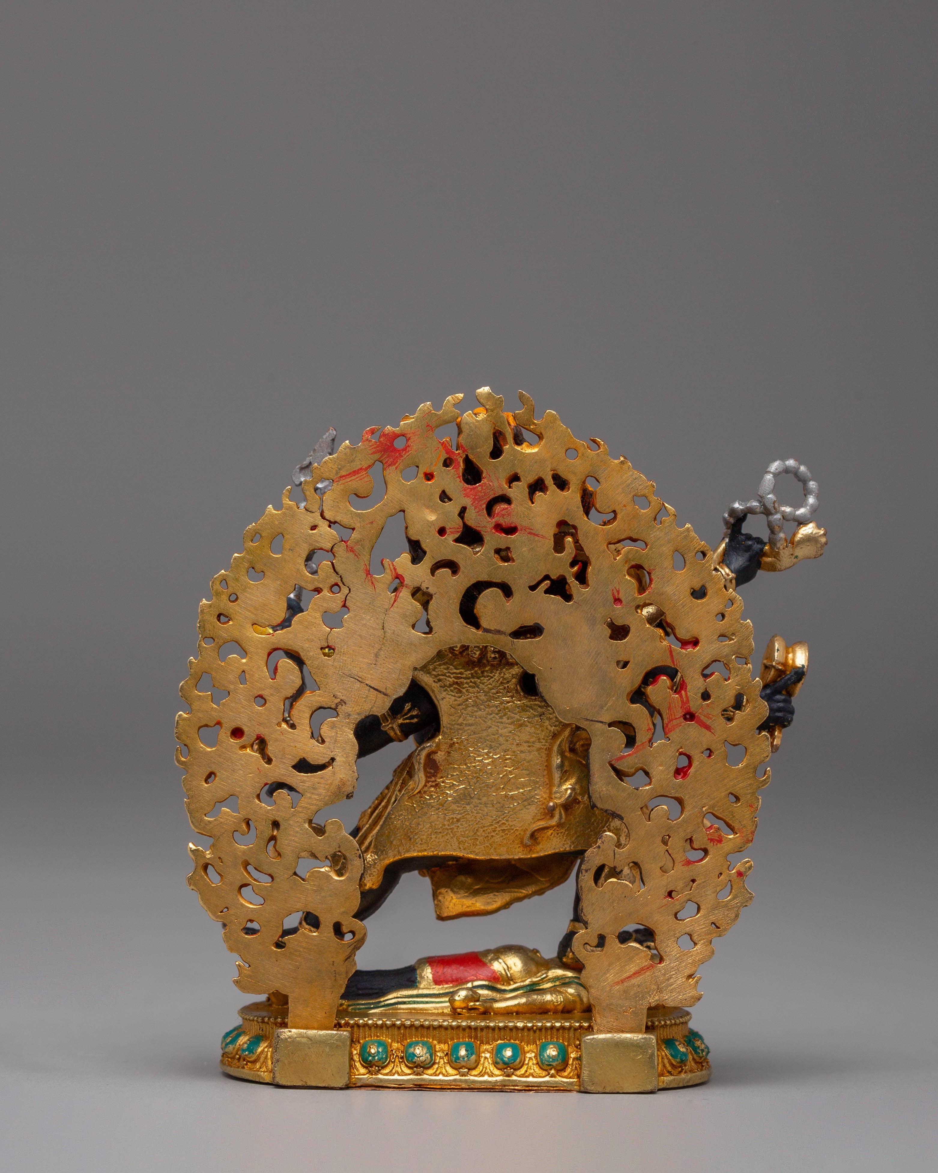 Handcrafted Tibetan Six Armed Mahakala Sculpture | A Sacred Guardian