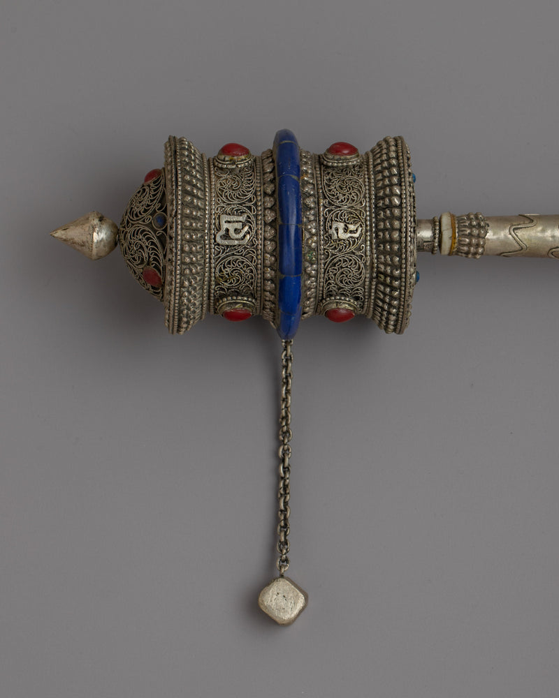 Buddhist Hand Prayer Wheel | Exquisite Handheld Prayer Wheel for Timeless Devotion