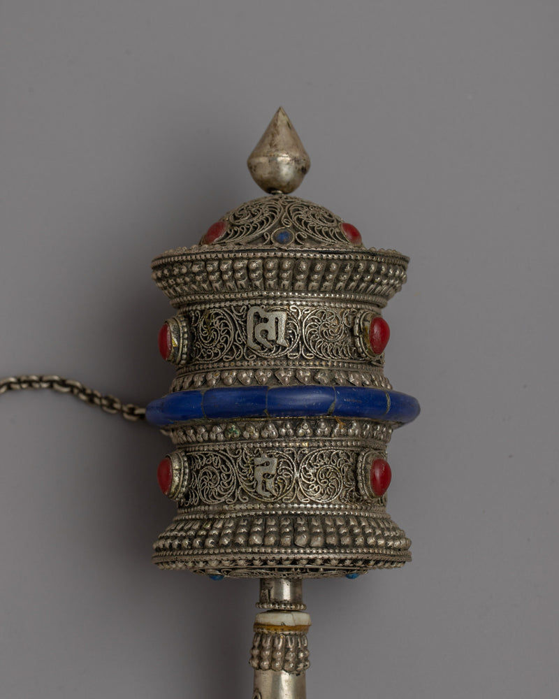 Buddhist Hand Prayer Wheel | Exquisite Handheld Prayer Wheel for Timeless Devotion