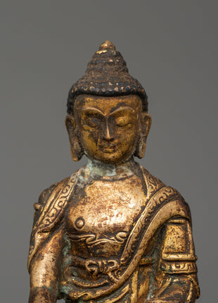 Shakyamuni Buddha Buddhist Altar Decor | Sacred Antique Copper Statue for Meditation