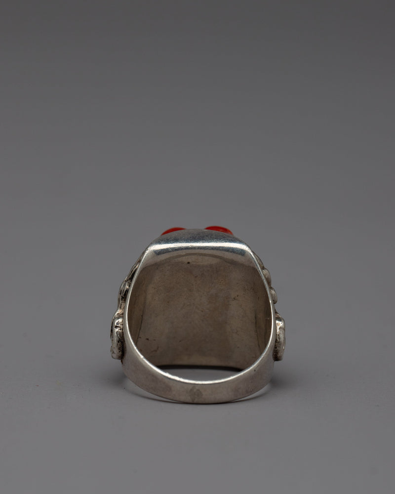 Handmade Buddhist Silver Ring | Artisanal Sacred Jewelry Symbolizing Spiritual Elegance