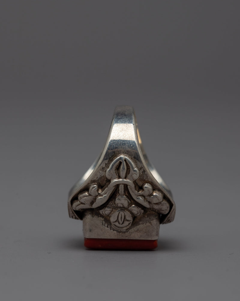 Handmade Buddhist Silver Ring | Artisanal Sacred Jewelry Symbolizing Spiritual Elegance