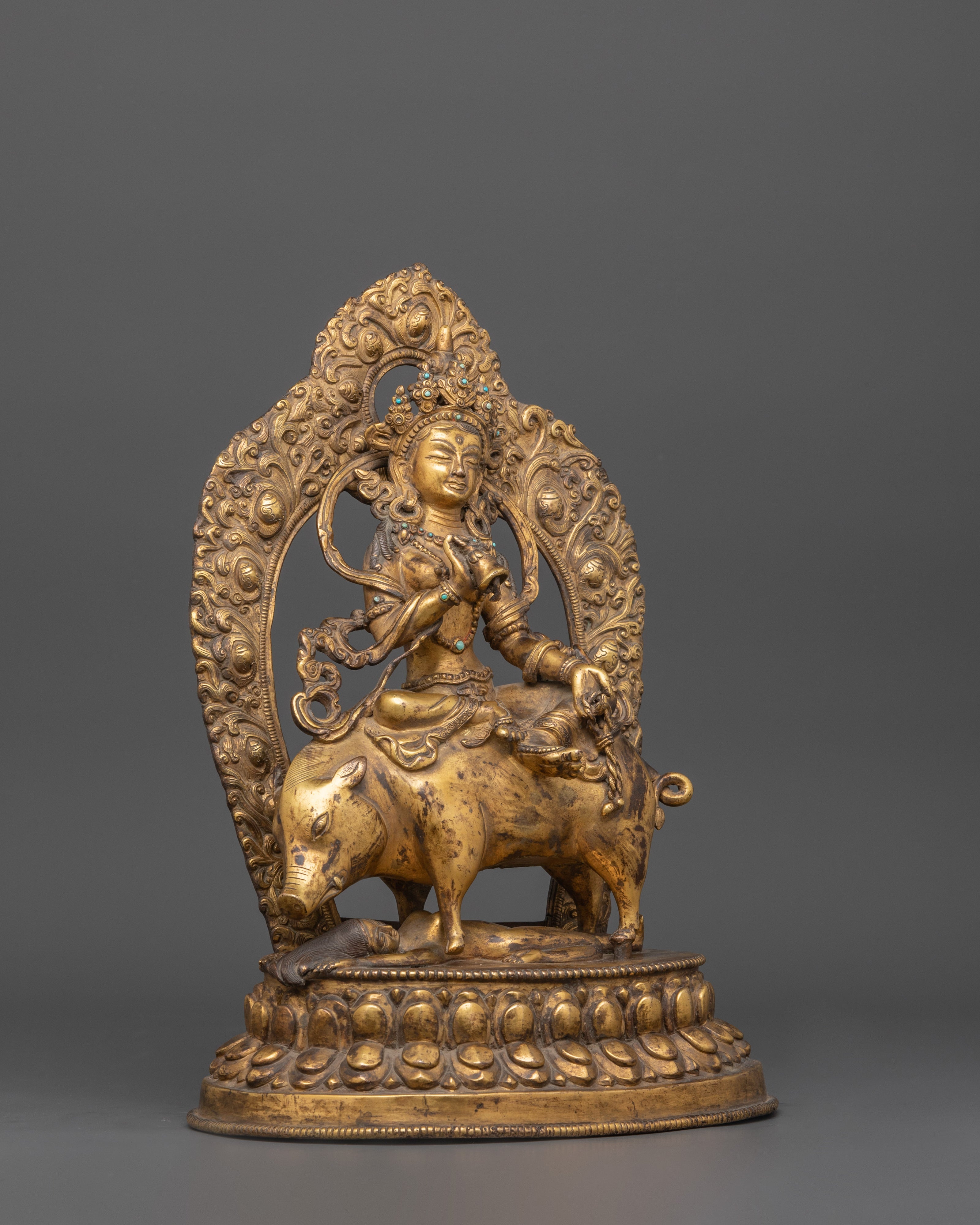 Antique Gold Marichi Statue | Gold-Plated Copper Deity