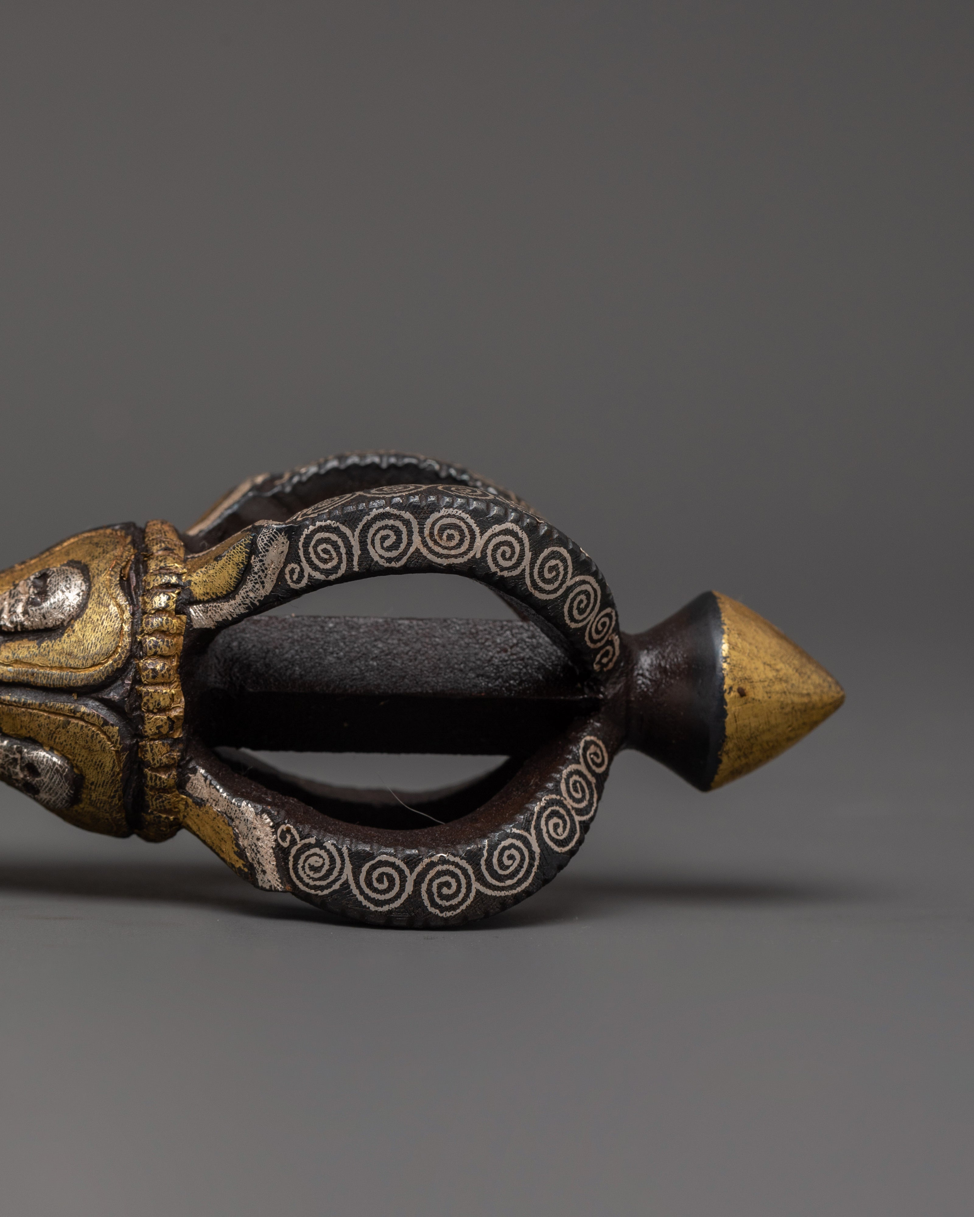 Iron Vajra with Silver & Brass Inlay | Handcrafted Tibetan Ritual Dorje