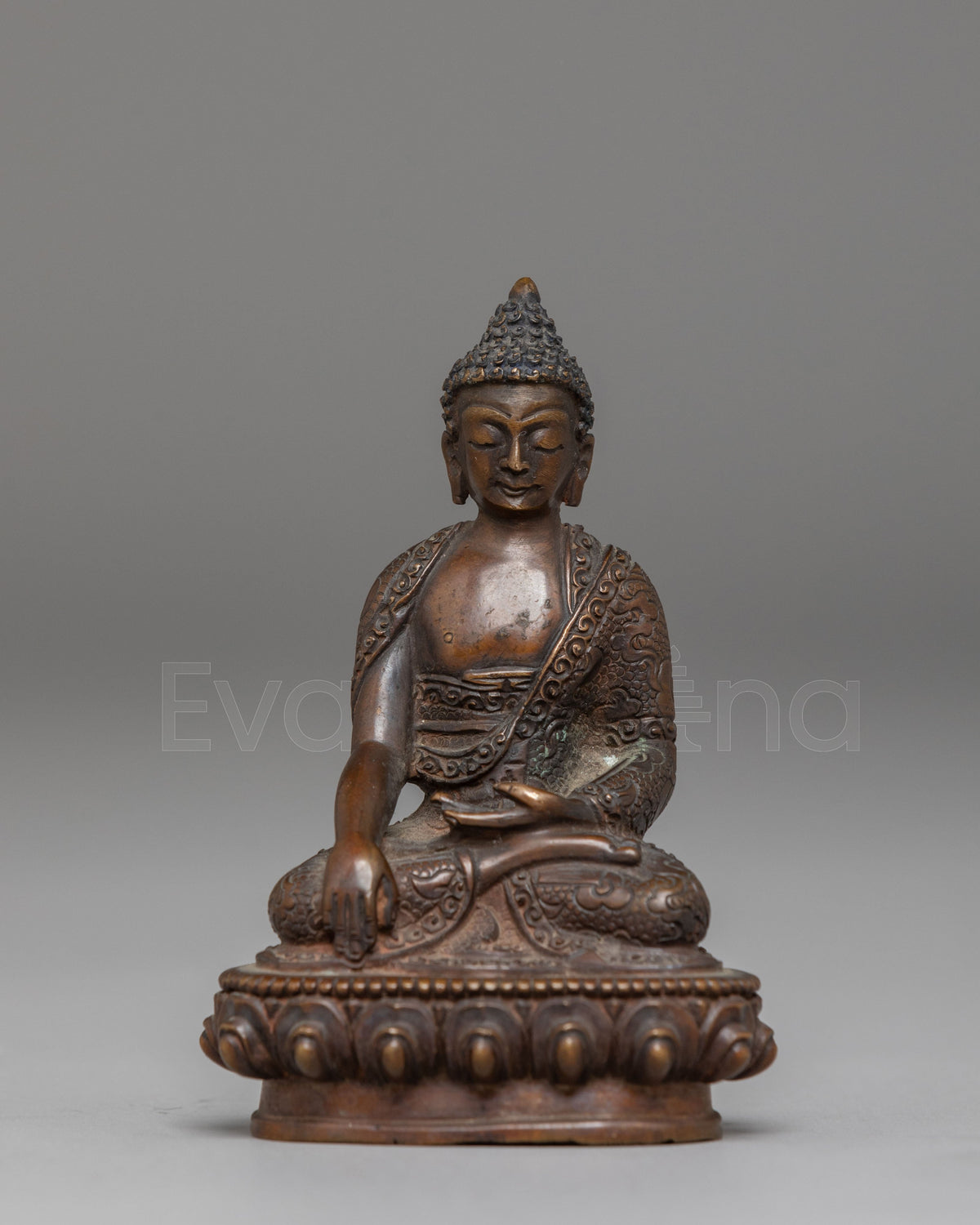Handcrafted Oxidized Copper Shakyamuni Buddha Sculpture
