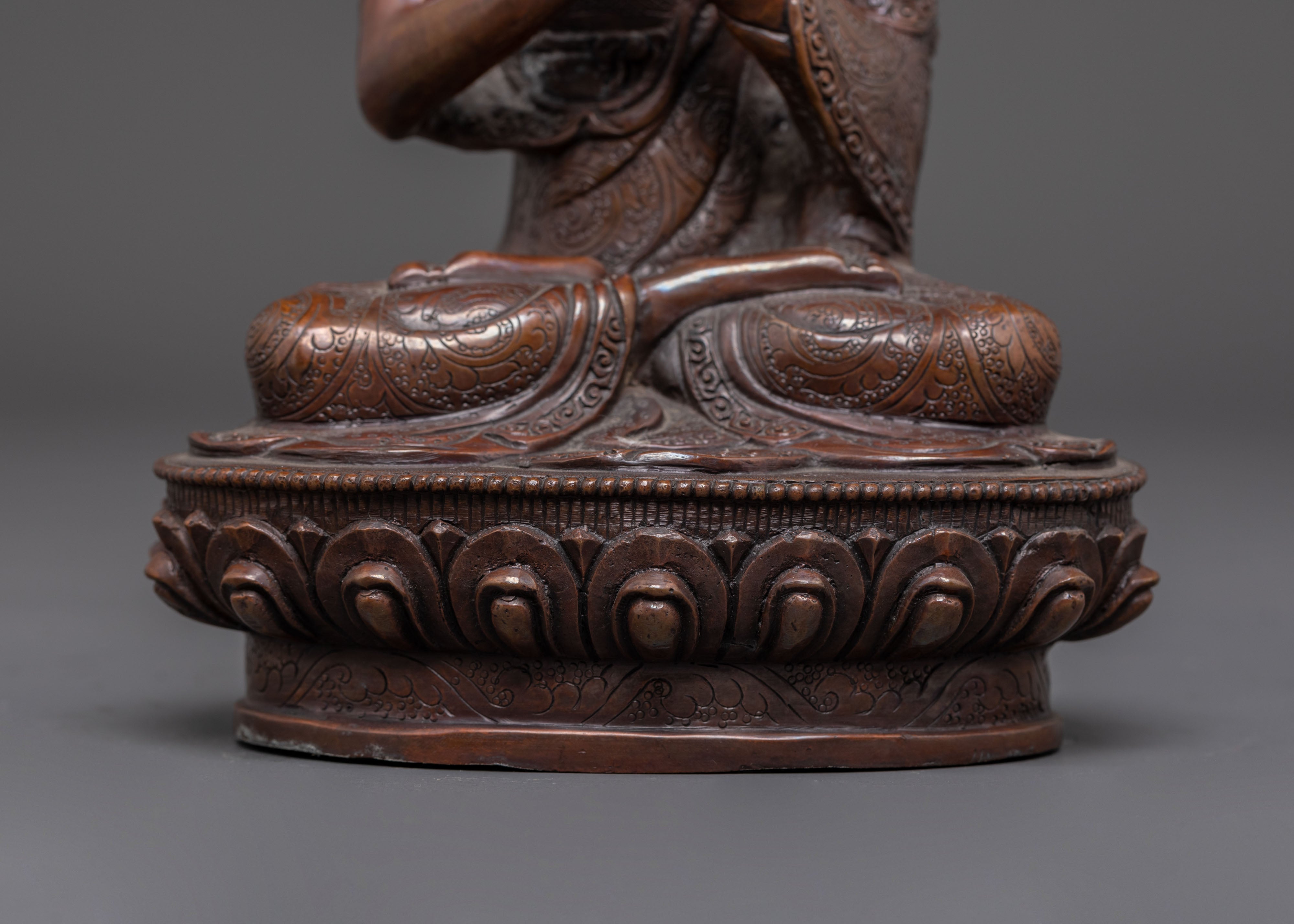 Oxidized Copper Handmade Vairocana Sculpture: Cosmic Buddha