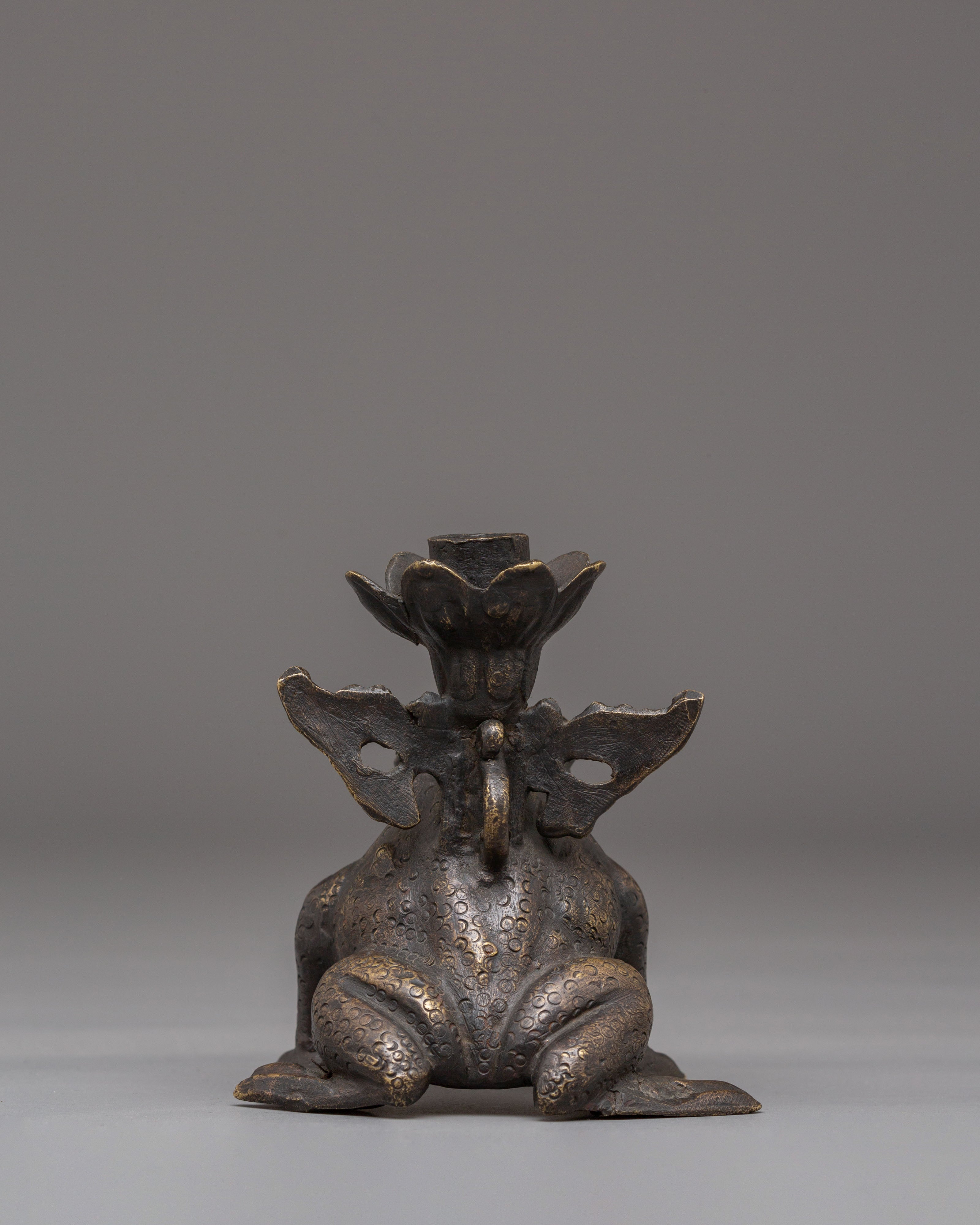 Handmade Bronze Candle Holder | Frog Candle Holder