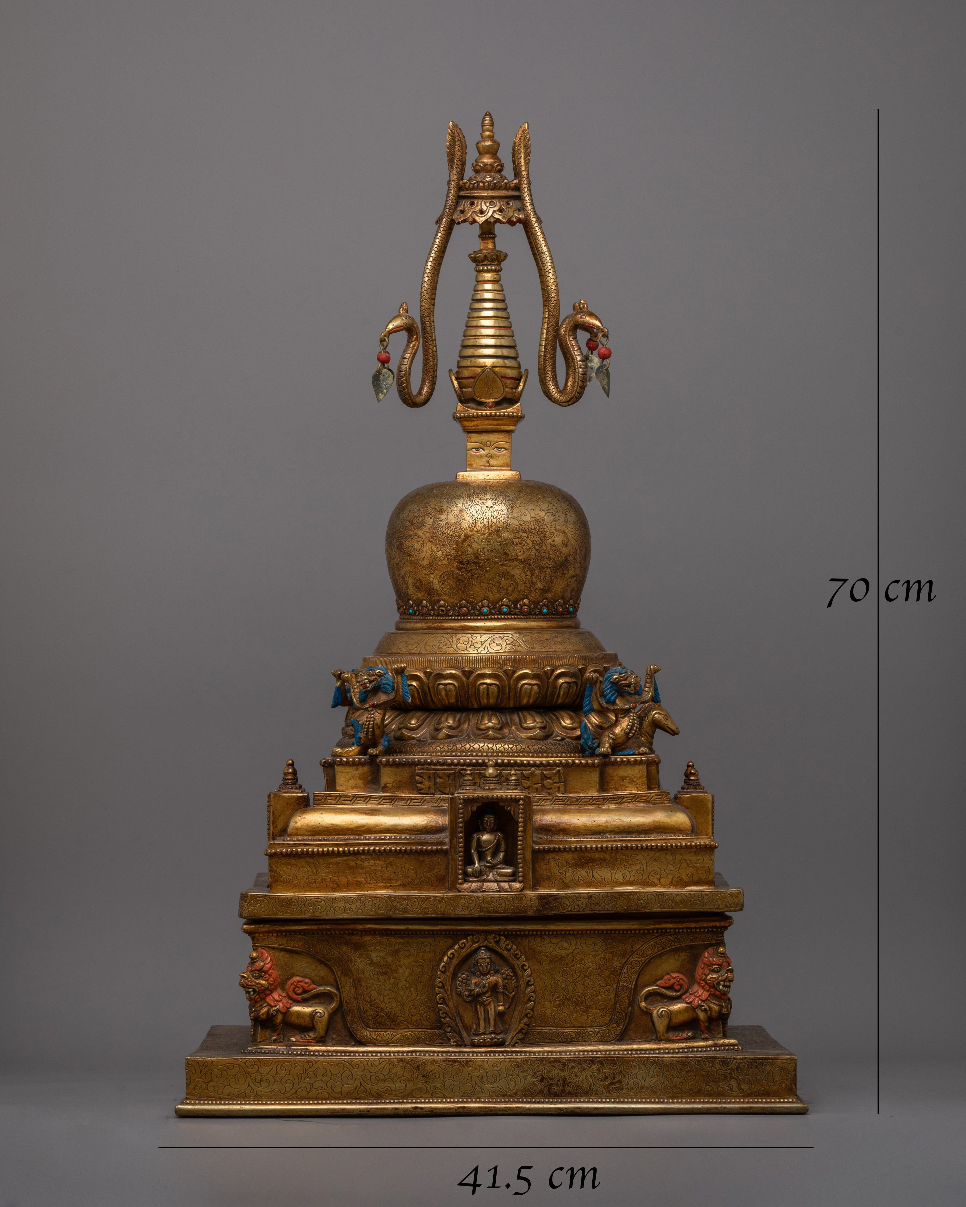 Large Tibetan Stupa Statue | Buddhist Monument for Home Decor