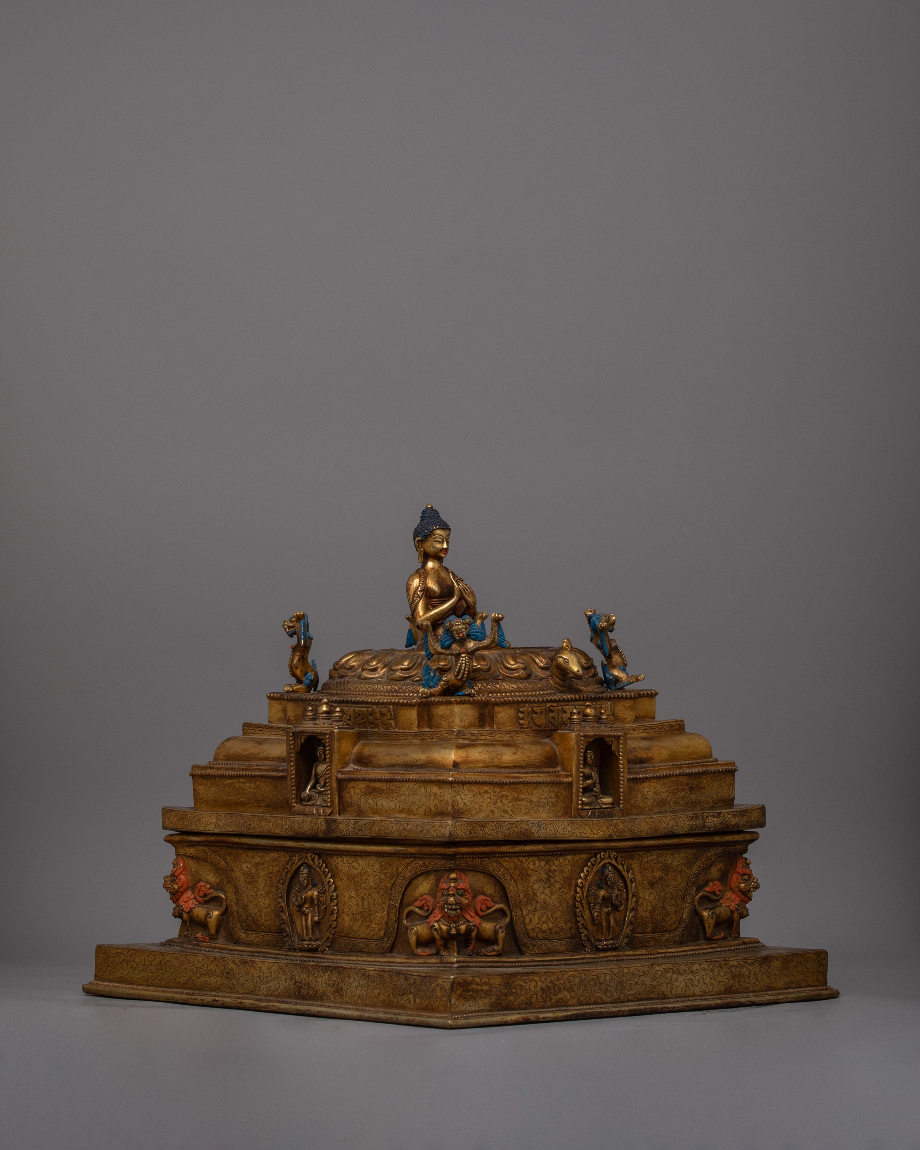 Large Tibetan Stupa Statue | Buddhist Monument for Home Decor