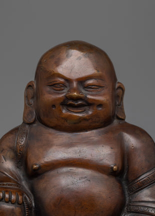 Laughing Buddha Figurine | Handmade Religious Artifact the Spirit of Happiness and Abundance