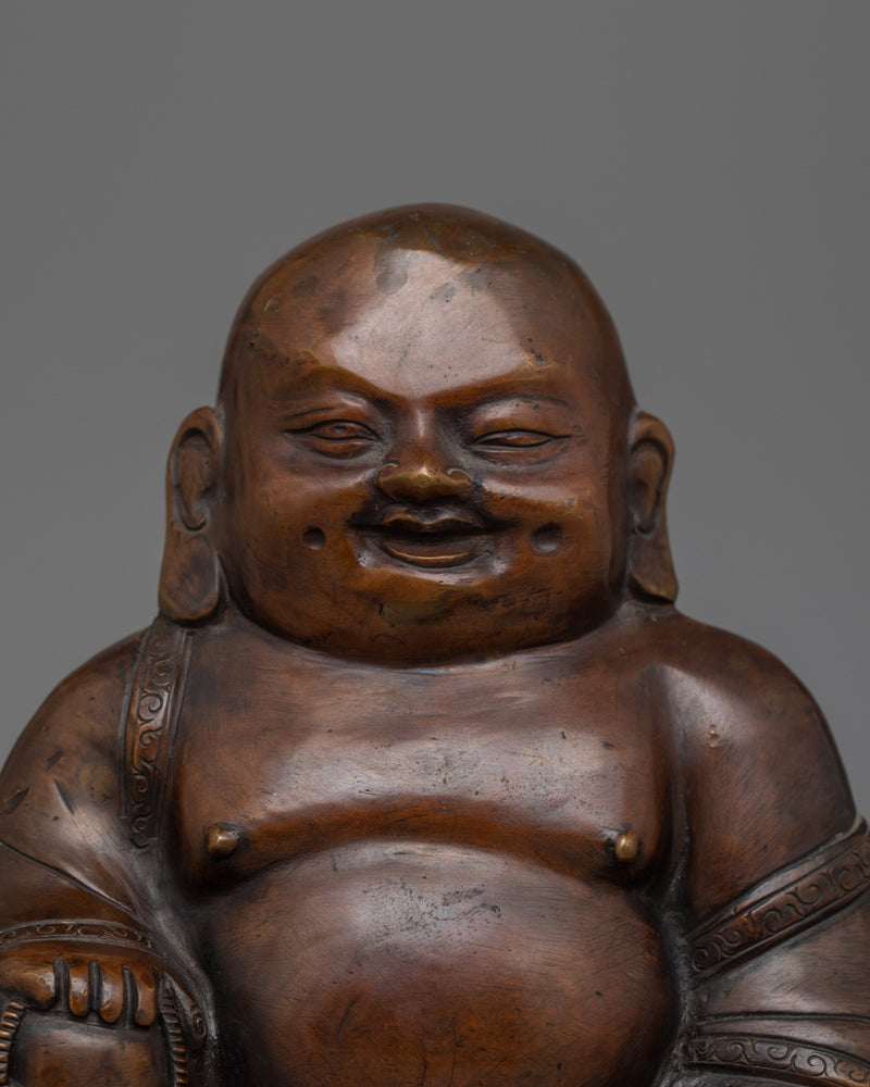 Laughing Buddha Figurine | Handmade Religious Artifact the Spirit of Happiness and Abundance