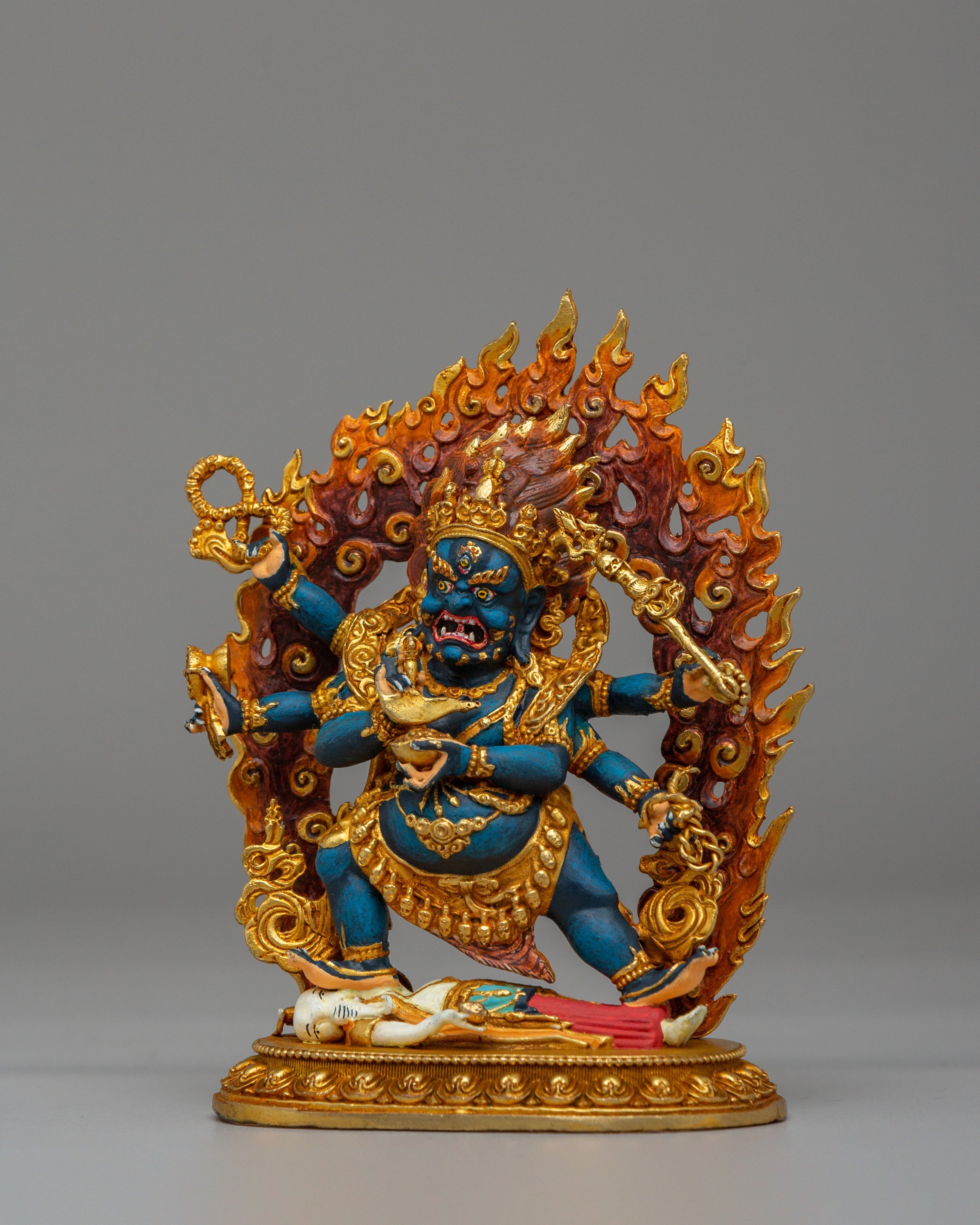 Sacred Six-Armed Mahakala Statue | Traditional Tibetan Buddhist