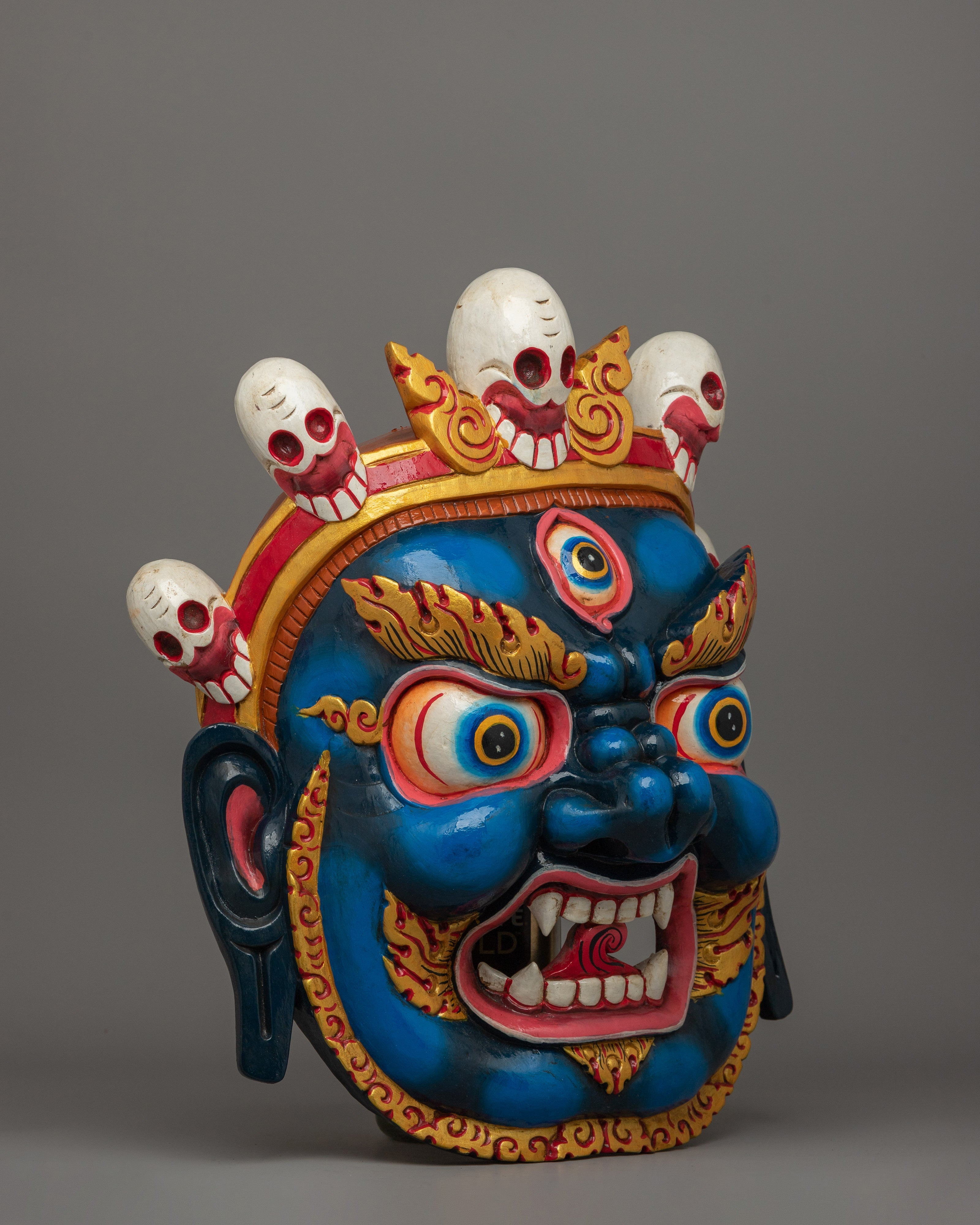 Wrathful Bhairav Mask | Handcrafted Wooden Spiritual Artifact