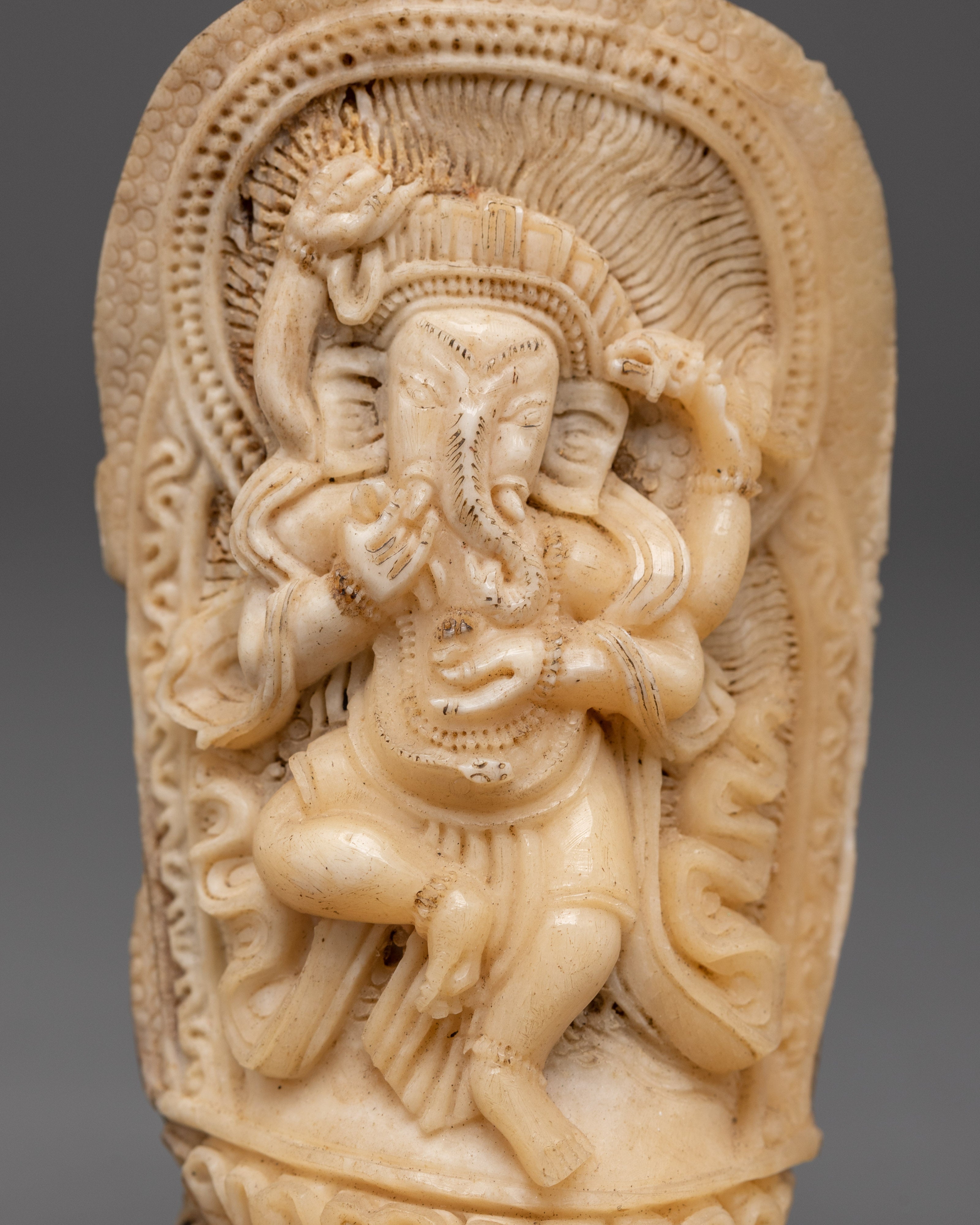 Handcarved Ganesh Bone Statue | Hindu Deity Ganesha Sculpture