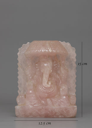 Ganesh Statue in Rose Quartz | Remover of Obstacles, Love & Prosperity Symbol