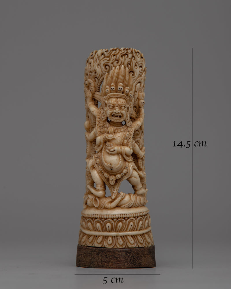 Six-Armed Mahakala Bone Stamp Statue | Symbol of Strength, Protection, and Spiritual Vigilance