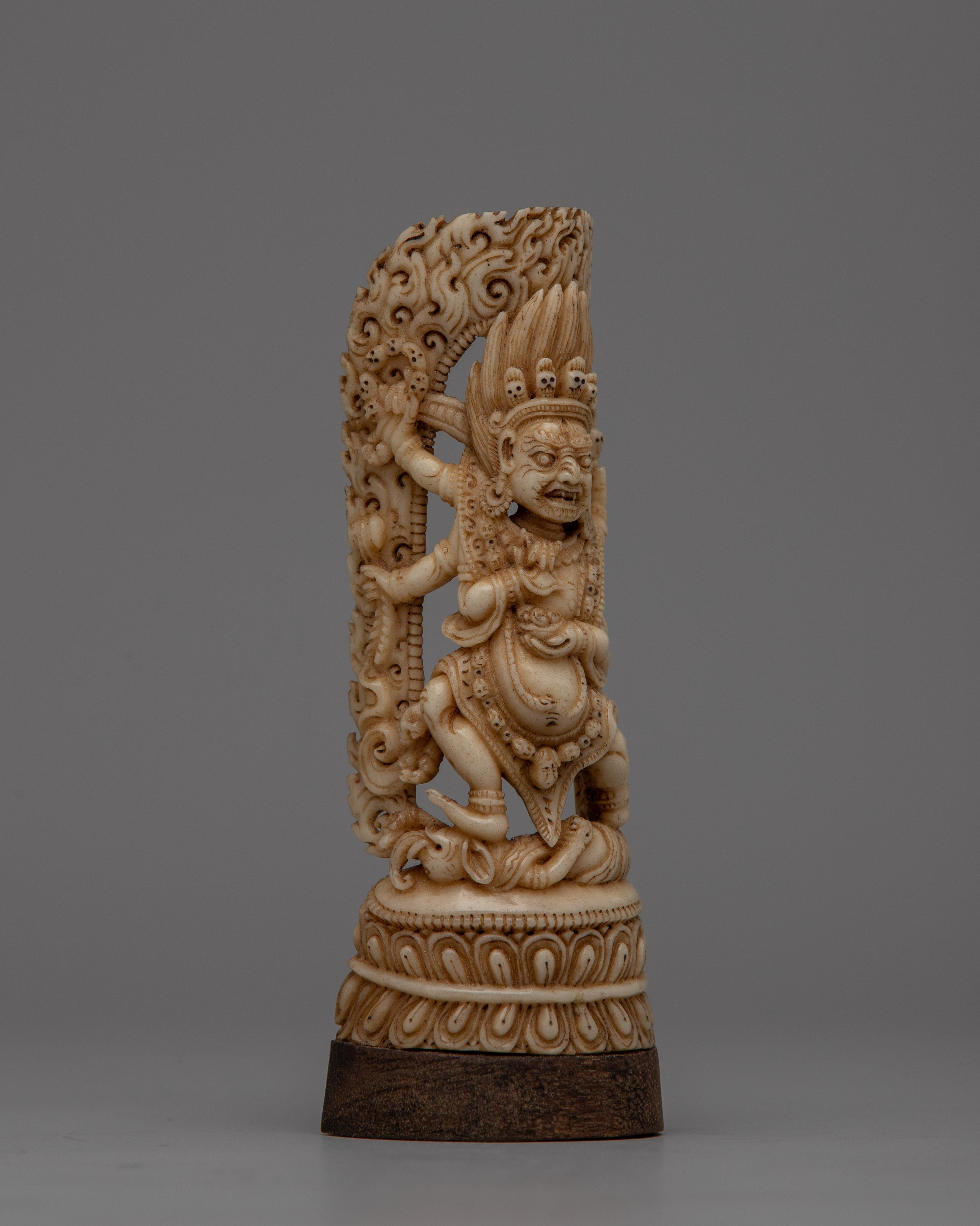 Six-Armed Mahakala Bone Stamp Statue | Symbol of Strength, Protection, and Spiritual Vigilance
