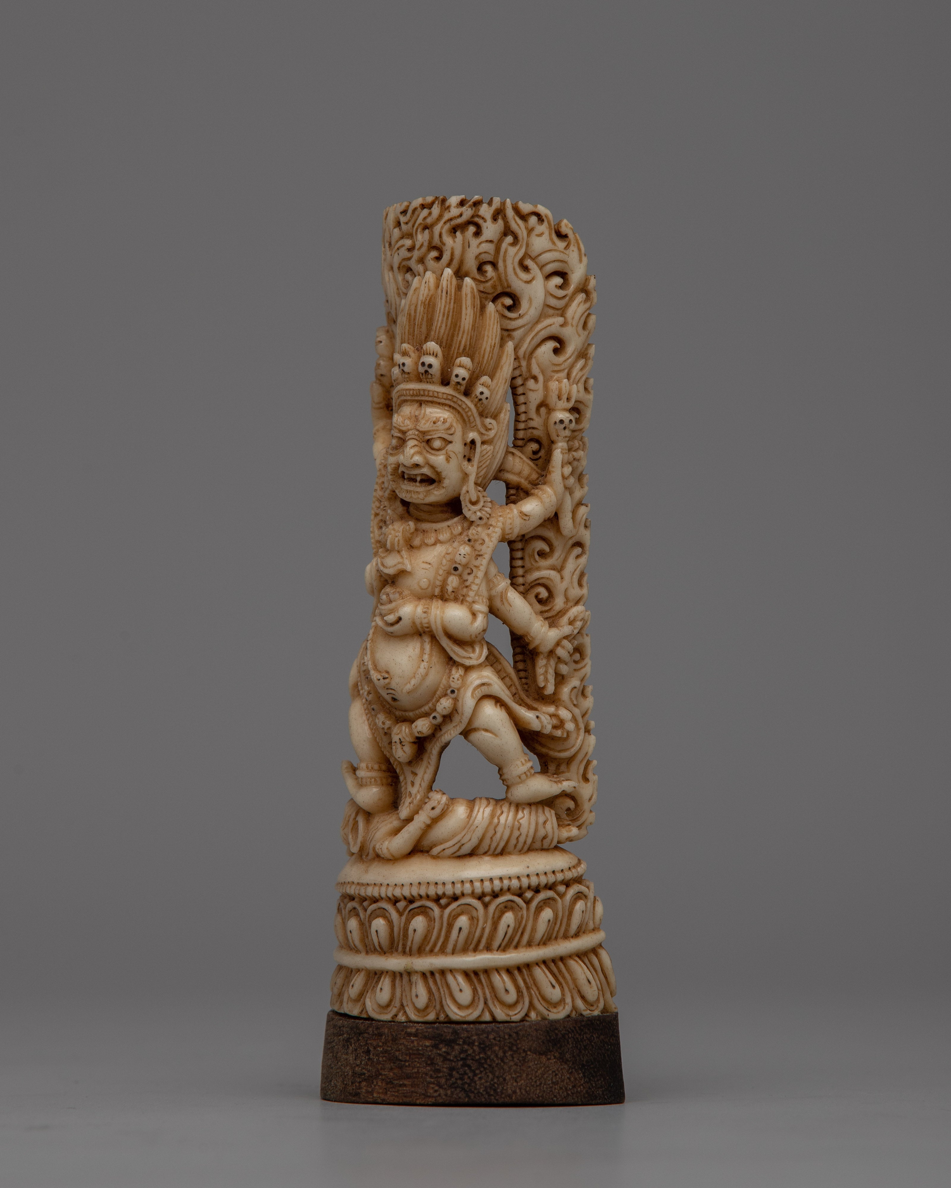 Six-Armed Mahakala Bone Stamp Statue | Symbol of Strength, Protection, and Spiritual Vigilance