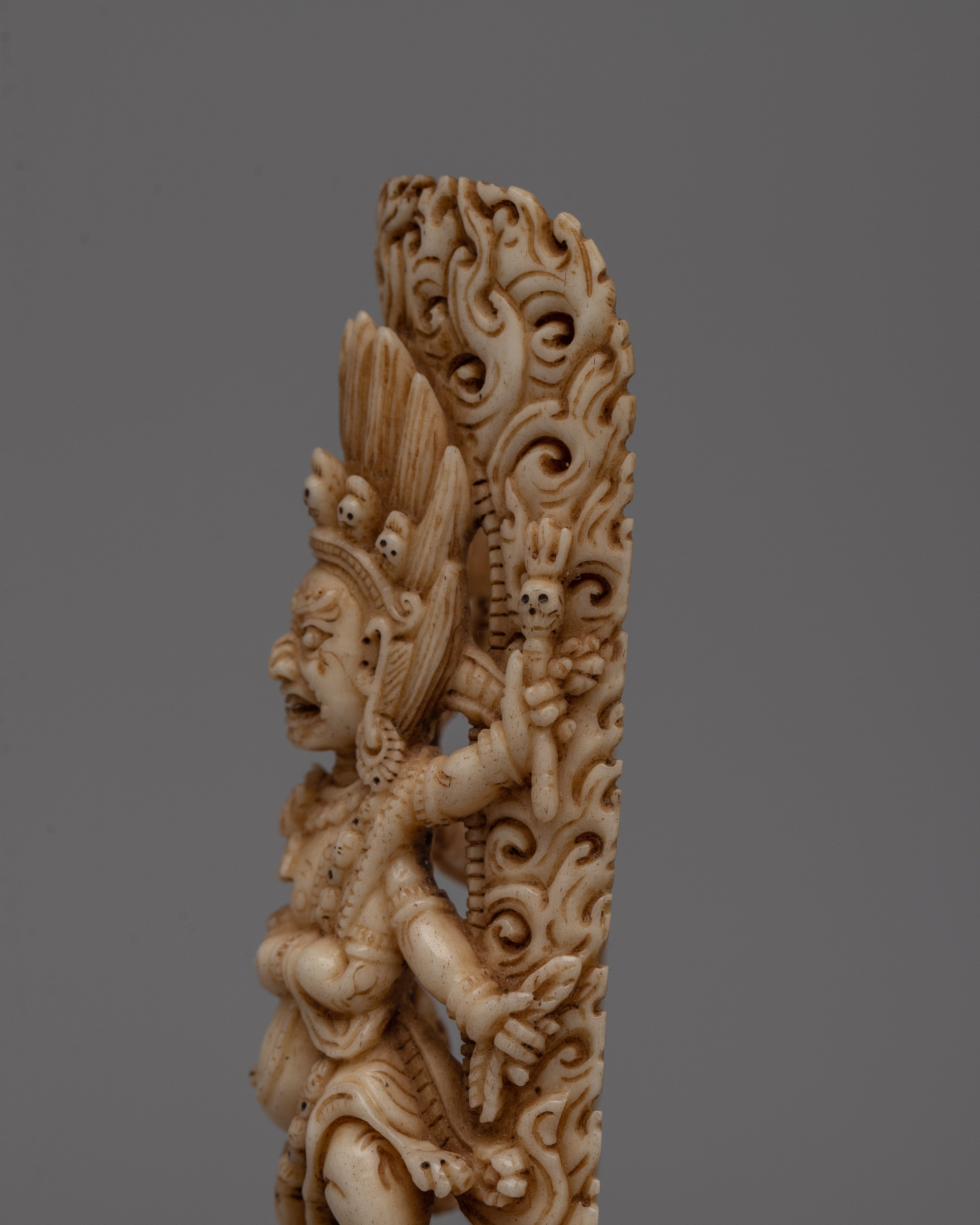 Six-Armed Mahakala Bone Stamp Statue | Symbol of Strength, Protection, and Spiritual Vigilance