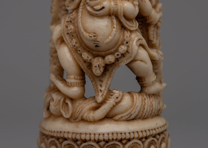 Six-Armed Mahakala Bone Stamp Statue | Symbol of Strength, Protection, and Spiritual Vigilance