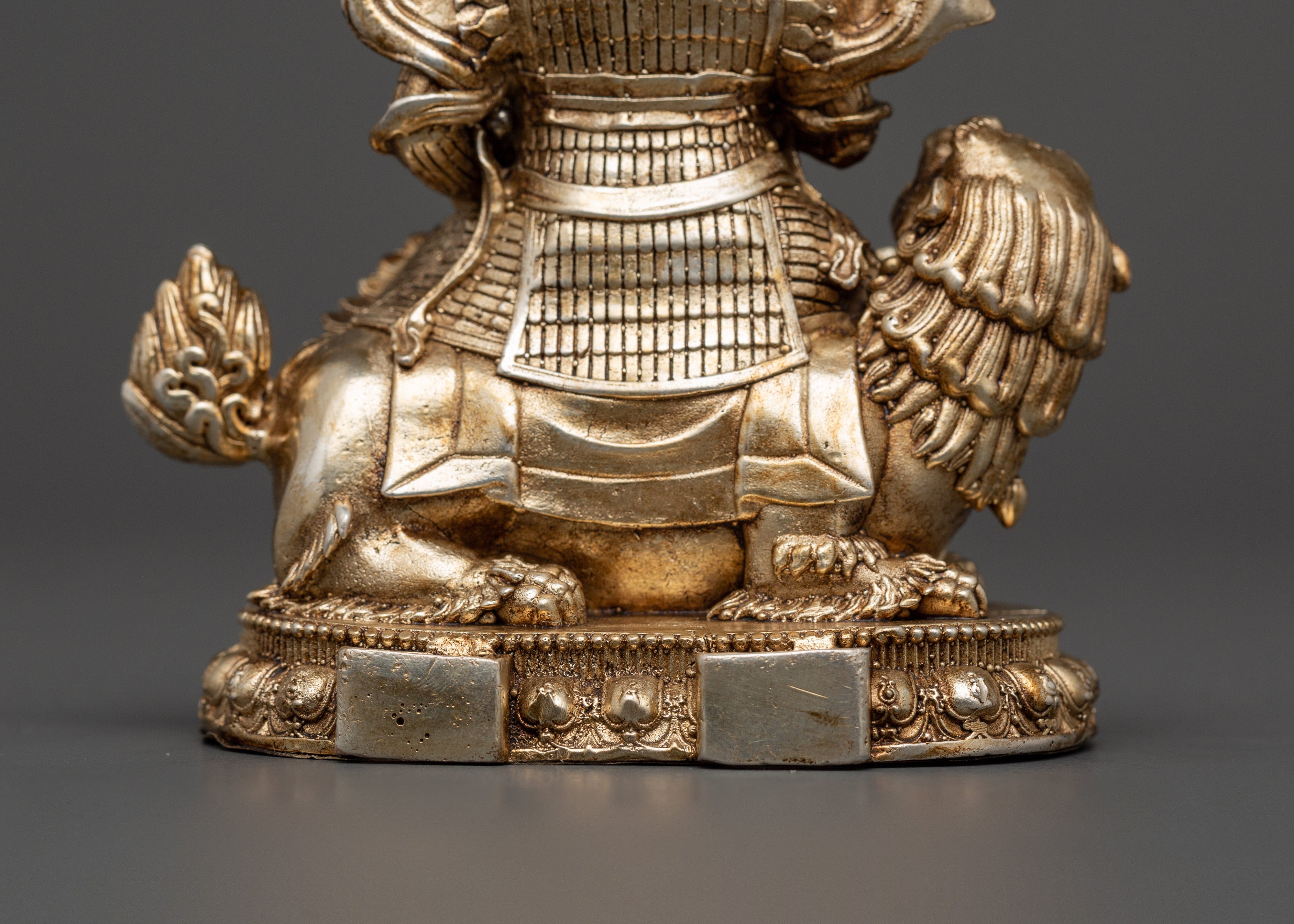 Oxidized Copper Silver-Plated Namtoshe Statue | Tibetan Guardian of Wealth & Protection